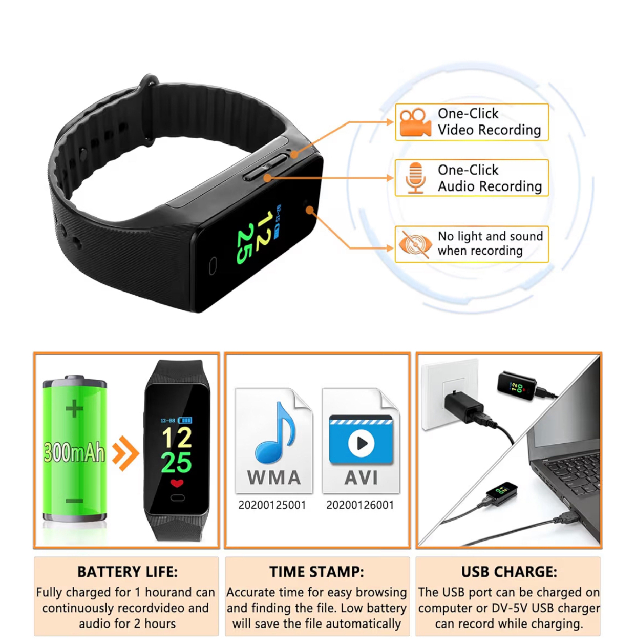 智能手錶造型針孔攝影機