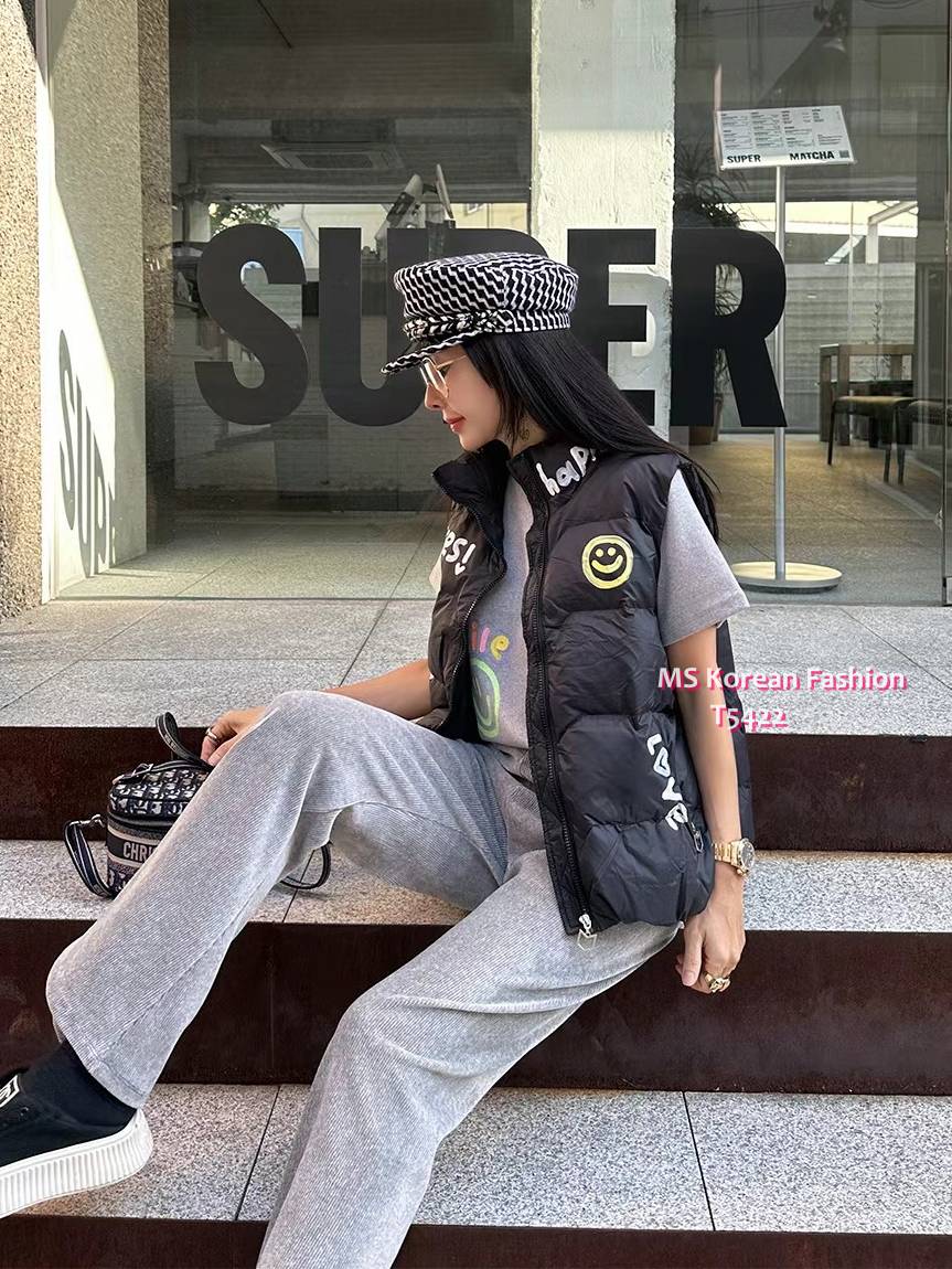 T5422 韓國🇰🇷彩繪哈哈笑字母羽絨背心