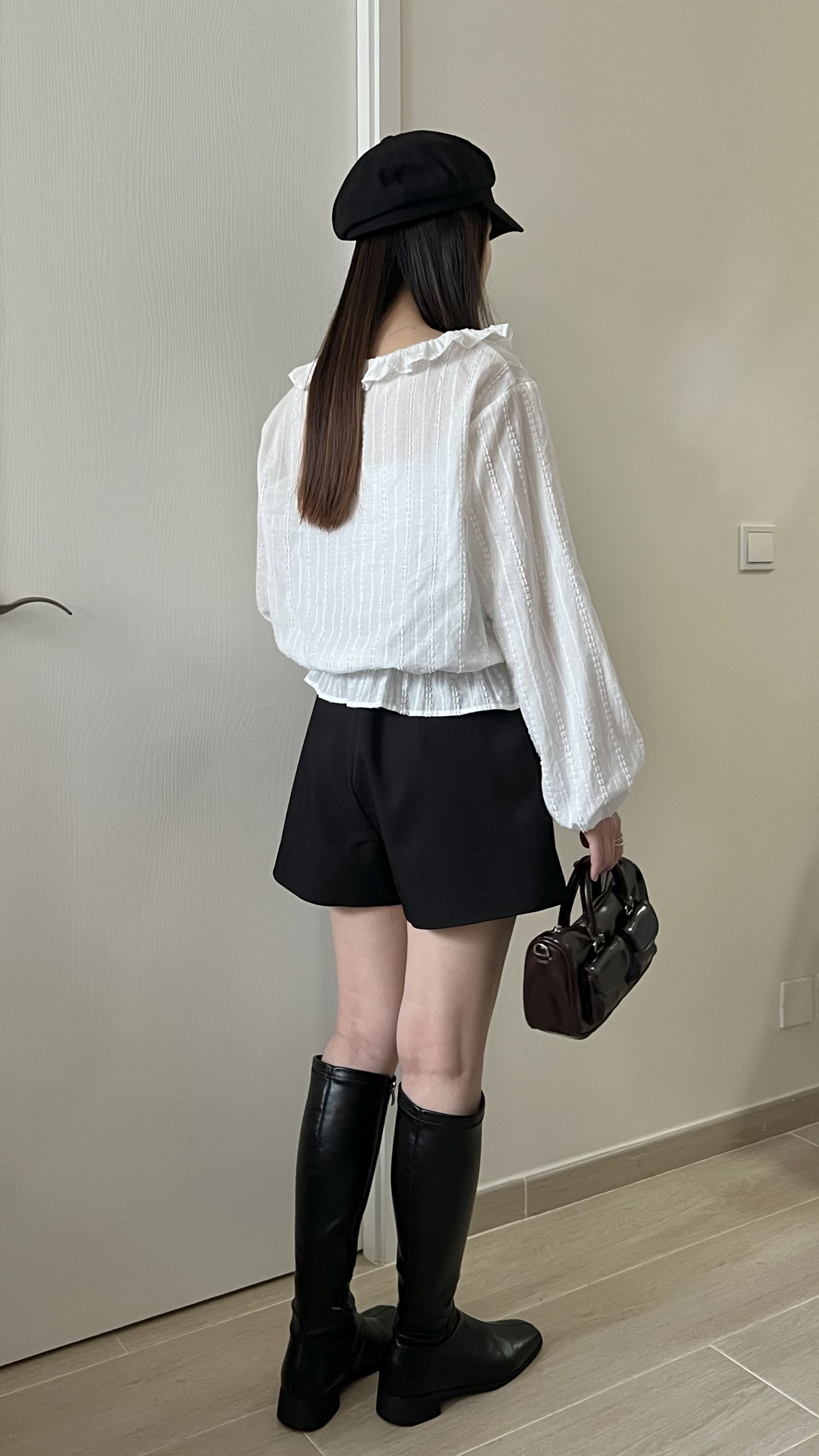 法式甜美虛線紋綁帶blouse 現貨