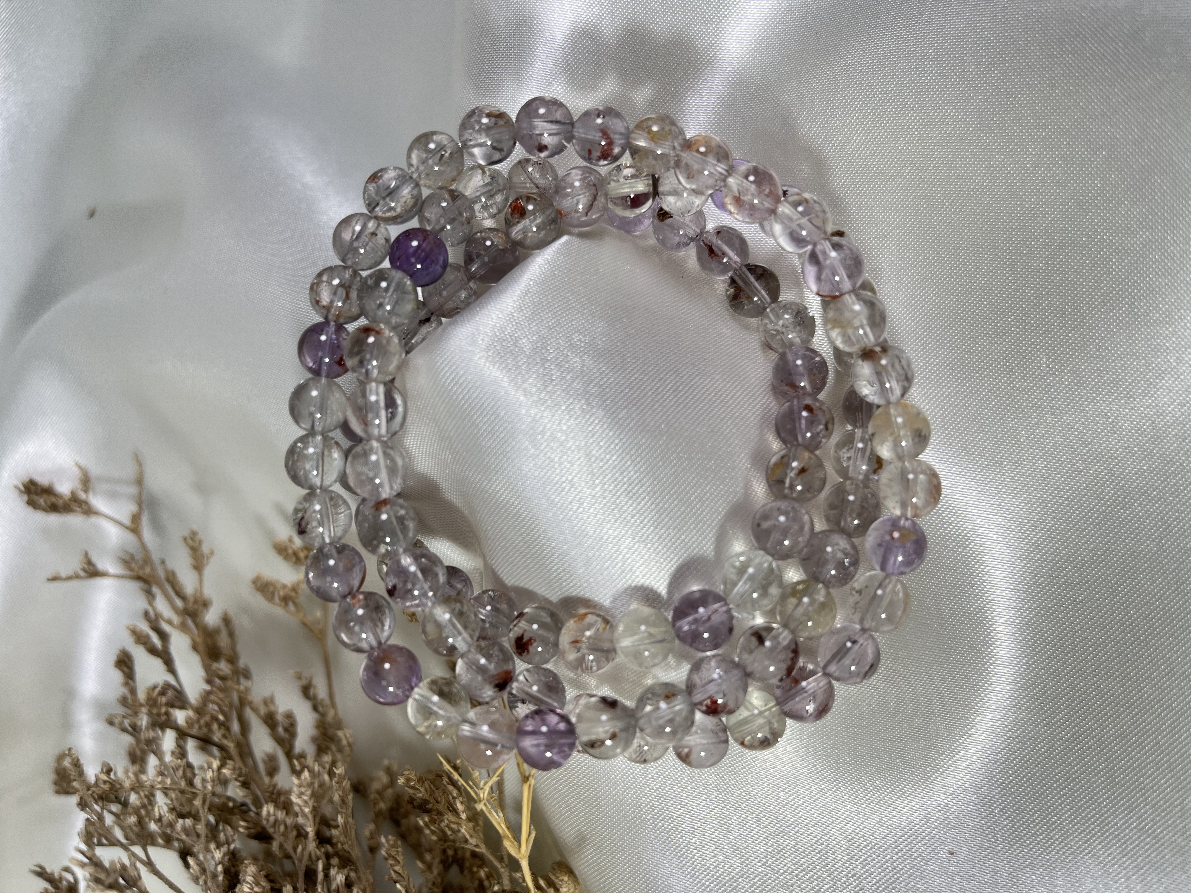 紫骸骨三圈（閃靈鑽與極光共生石）6mm+