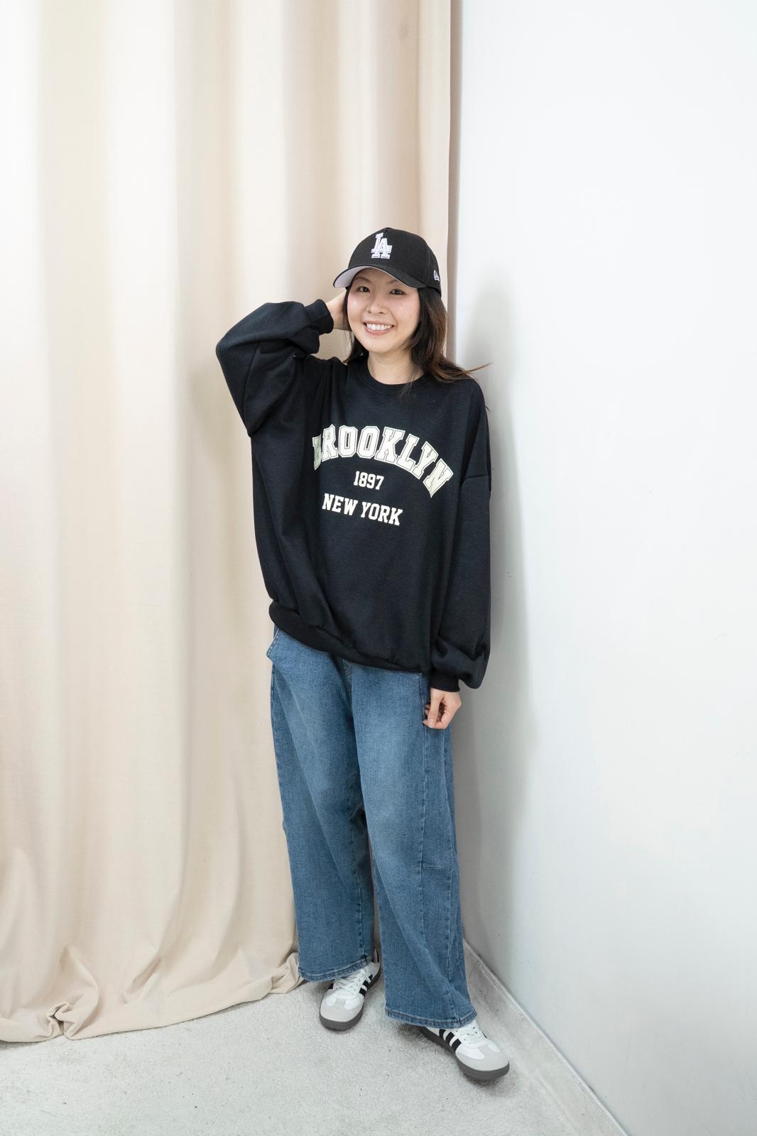 加絨有型文字衞衣（深藍色）