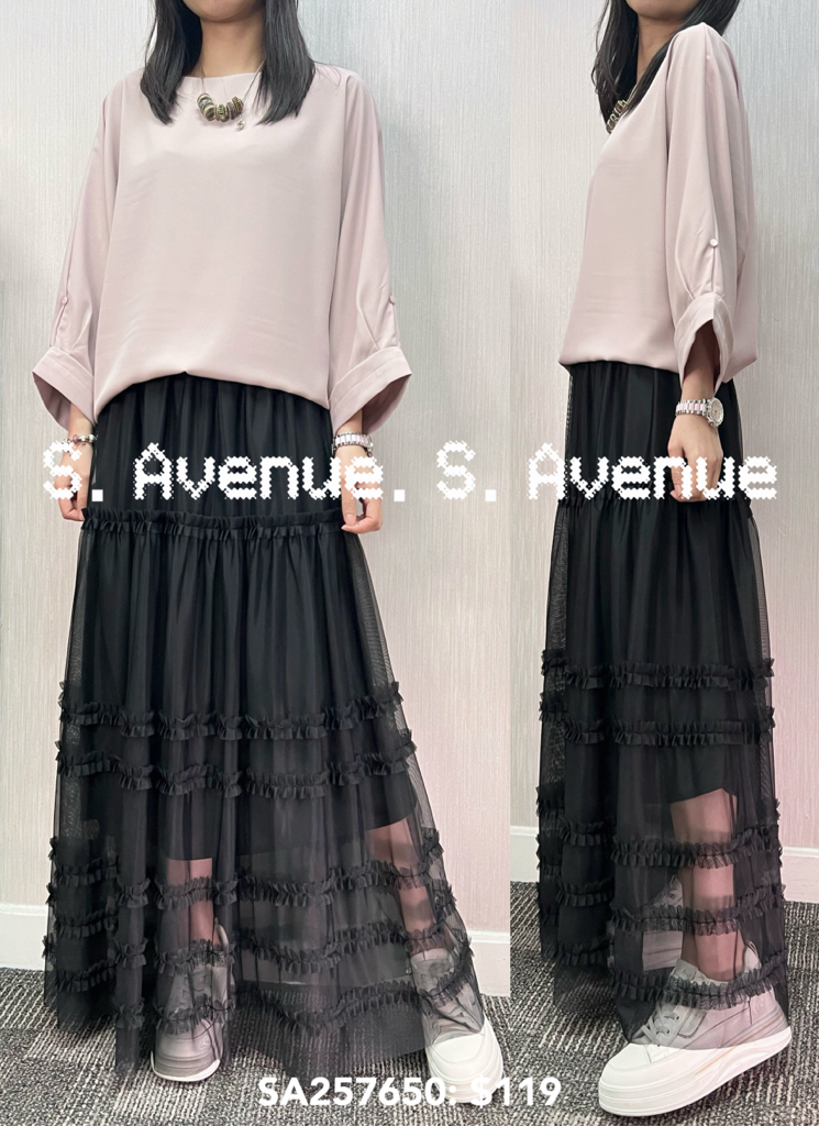 SA257650: 中袖淨色雪紡top