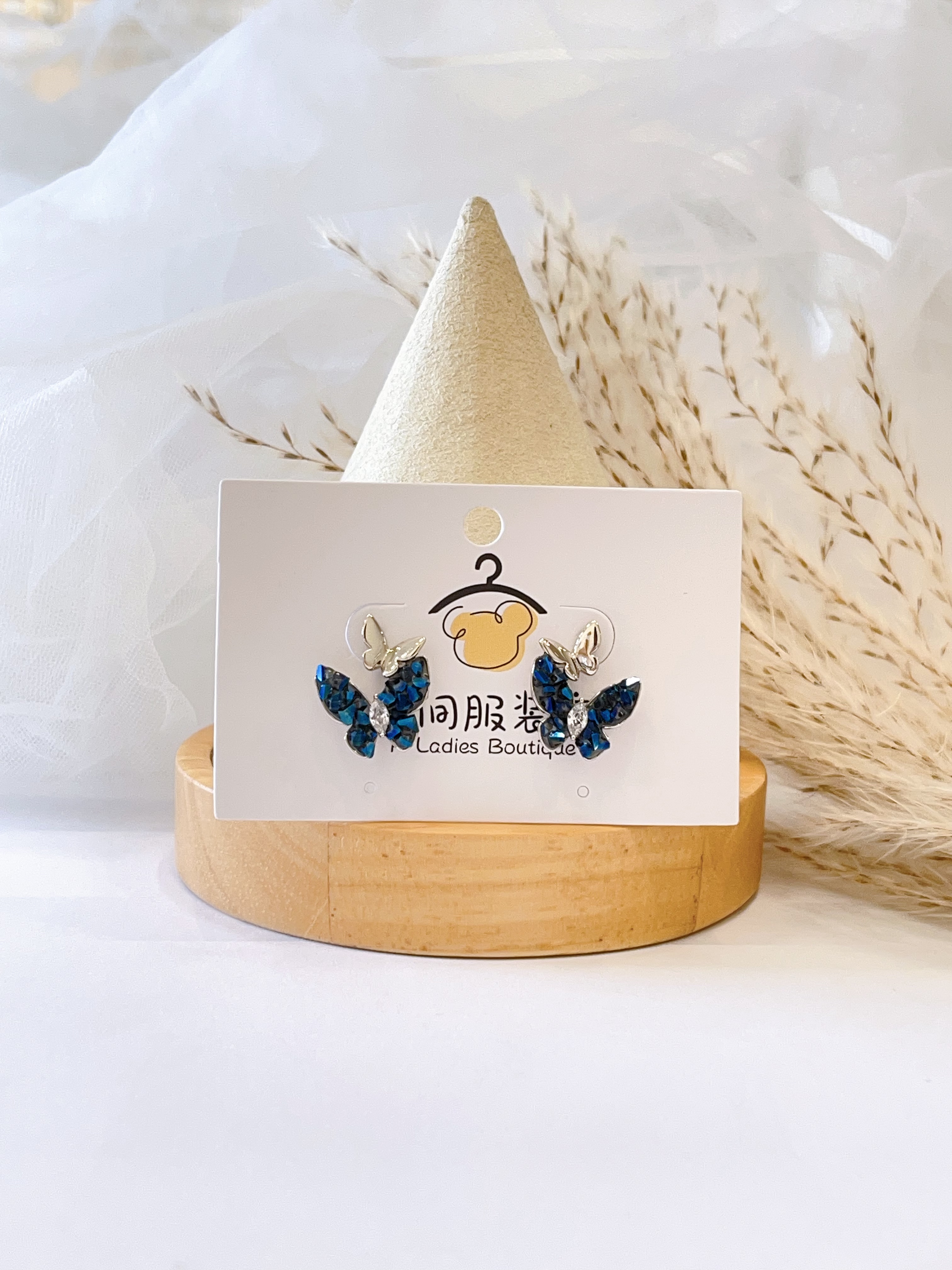 蝴蝶系列🦋神秘感锆石蝴蝶耳环