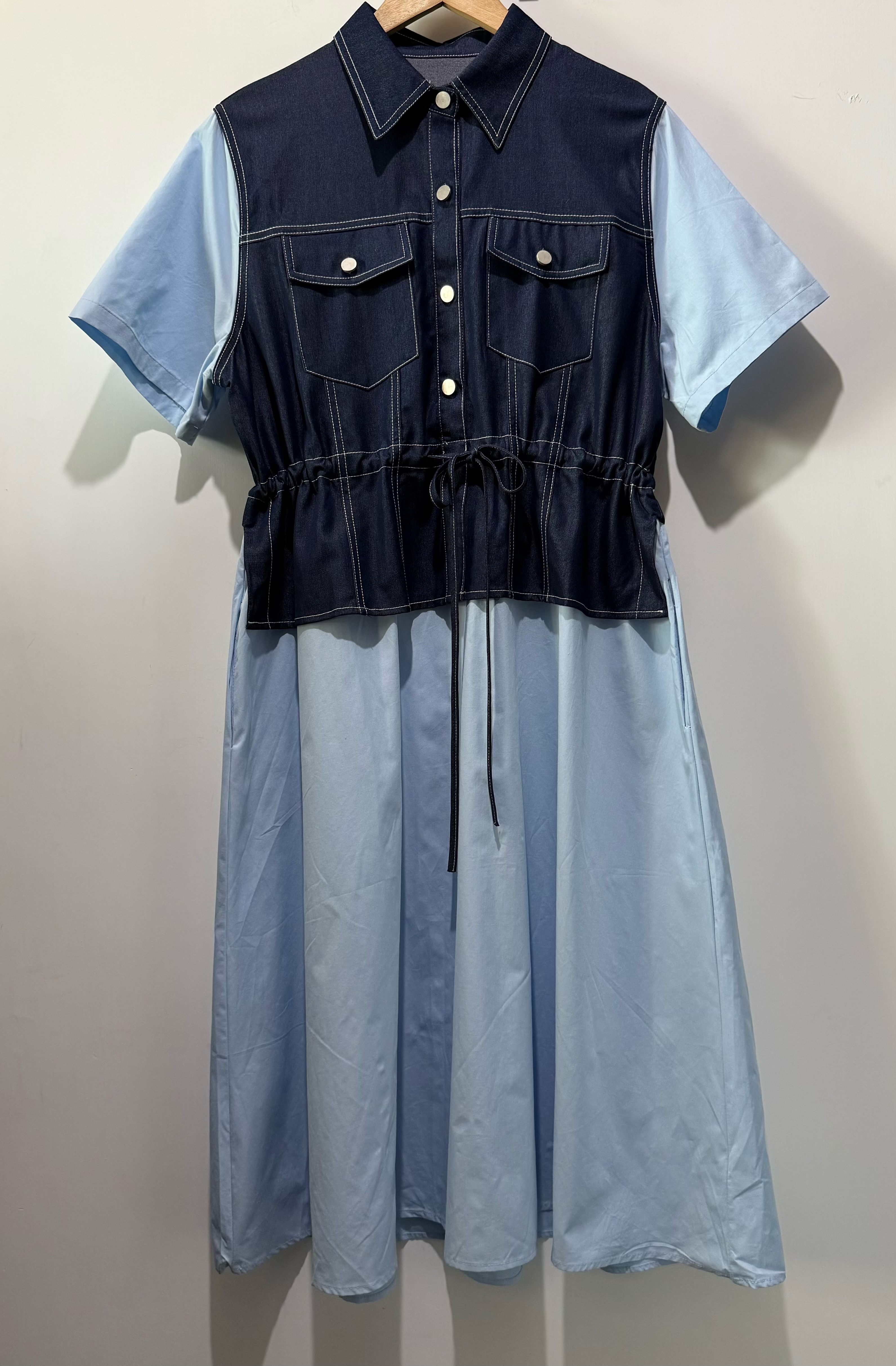 S00363 牛仔拼棉布Op💙