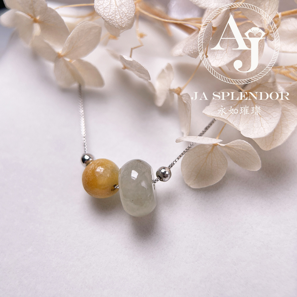 D-04E 天然翡翠A玉 招財幸運純銀項鏈