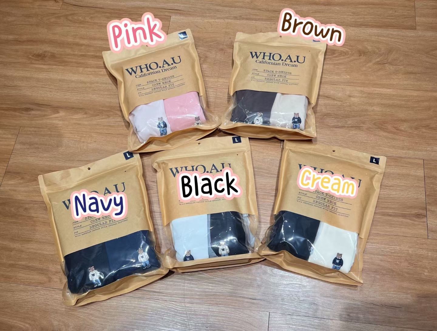 🇰🇷韓國Who A U 刺繡小熊短袖Tee （2件套）