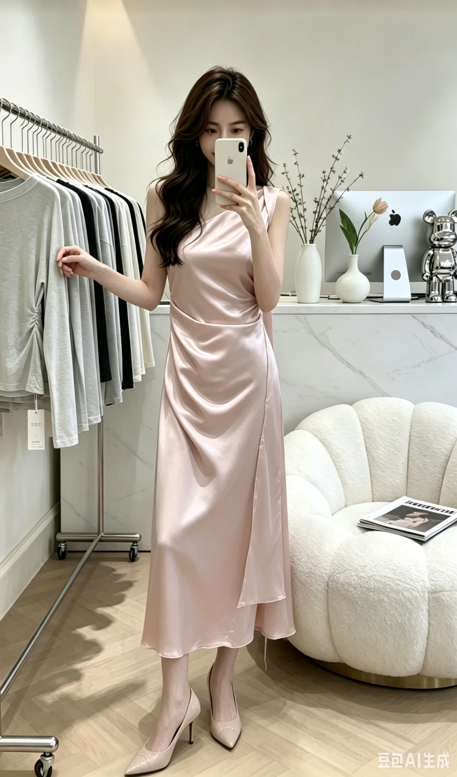 4463 Luxe Satin 单肩垂坠感连衣裙