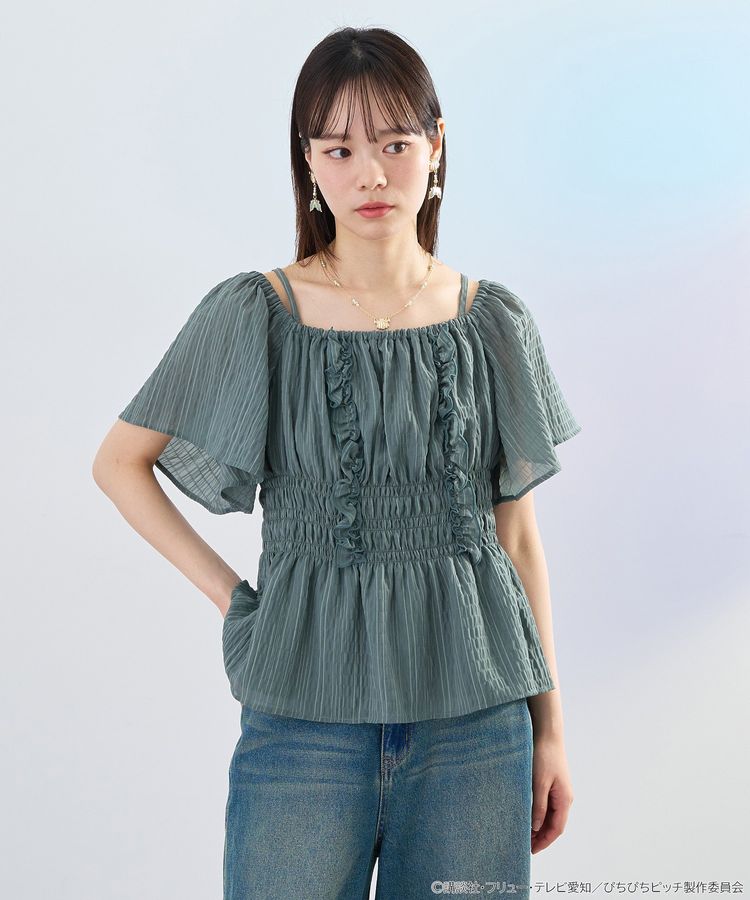 《Pre-Order》2-Way Shirred Blouse 兩穿皺褶上衣｜唱K小魚仙 Pichi Pichi Pitch X earth Japan Label (26PP07-P)