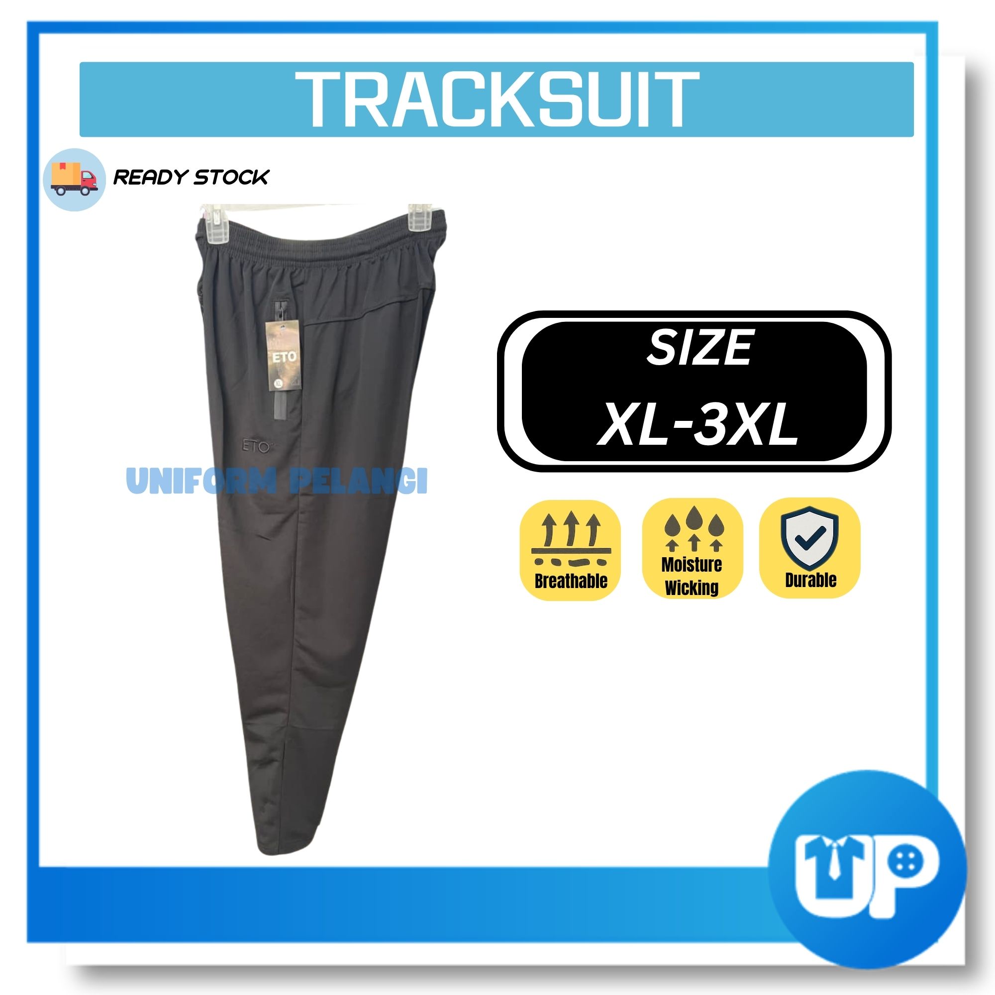 Tracksuit Hitam Sekolah Menengah Microfiber