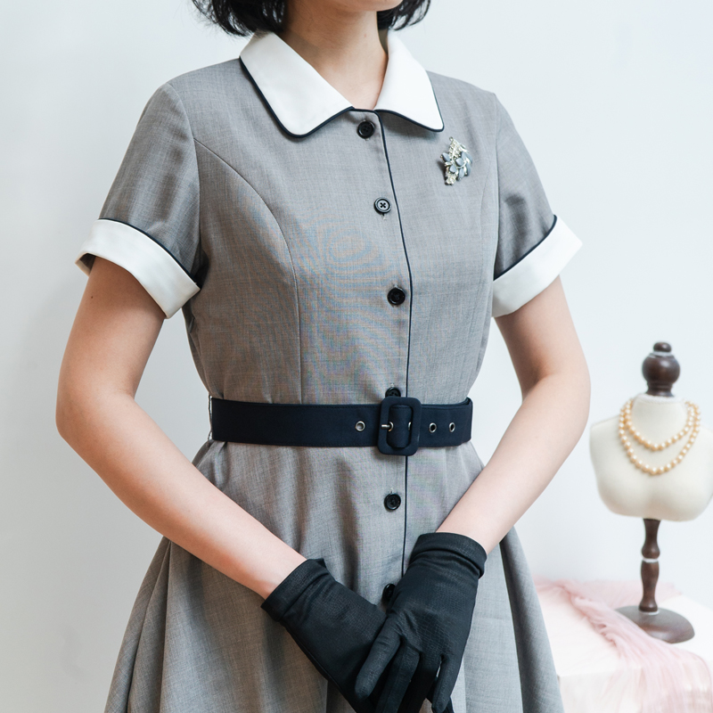 (Last Vest S)1950s Vogue Lady Half Way Button Up Dress -Vest(FM178)
