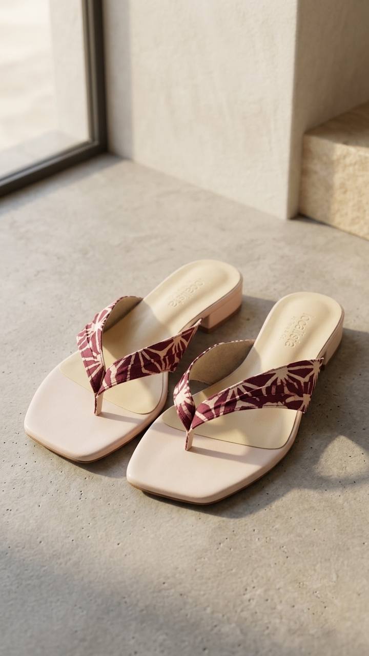 1122 - Batik Sandals (Maroon) 