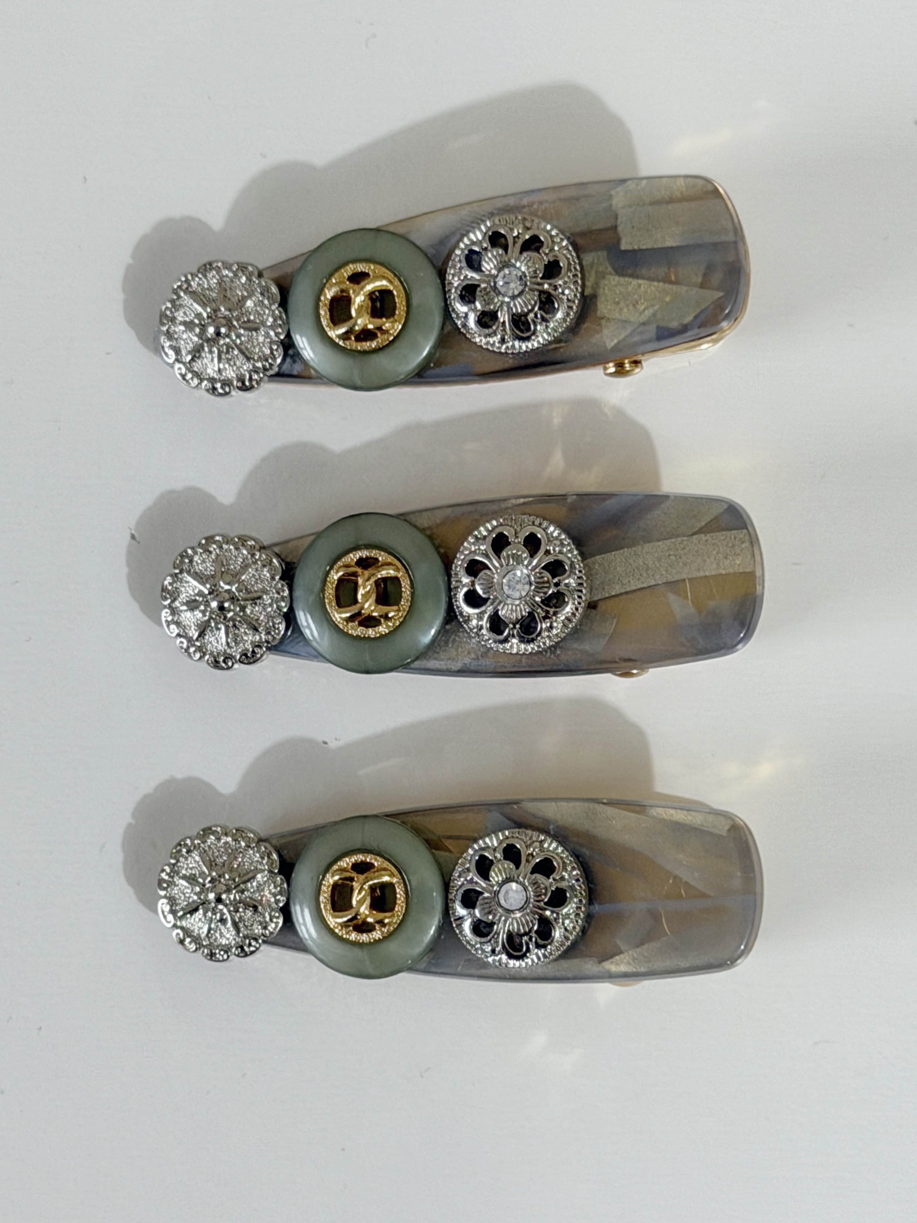 復古鈕扣髮夾 mini 4cm