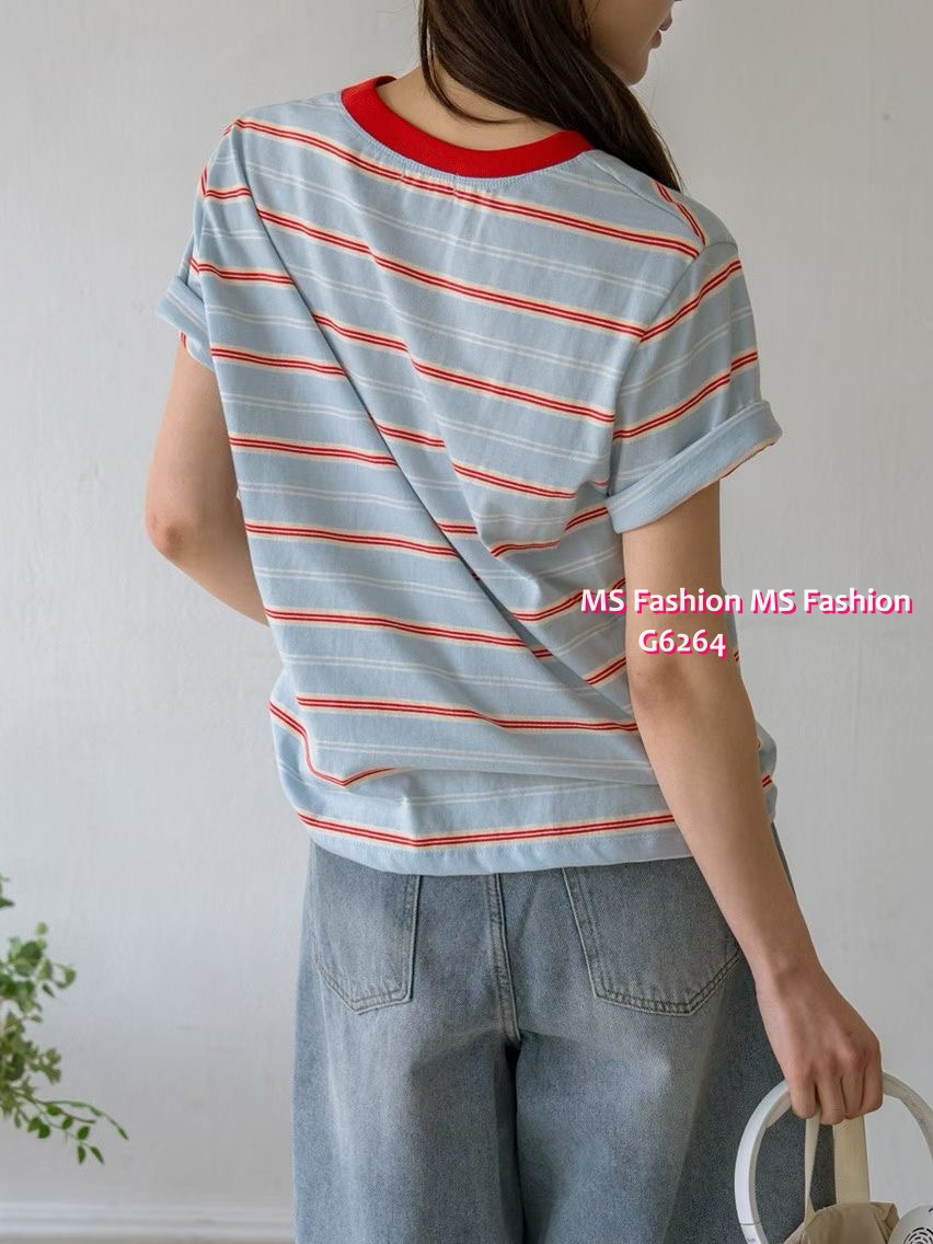 G6264 韓國🇰🇷靚色橫間tee仔