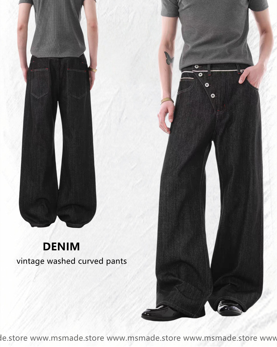 M2079鬆身垂感直筒拖地褲