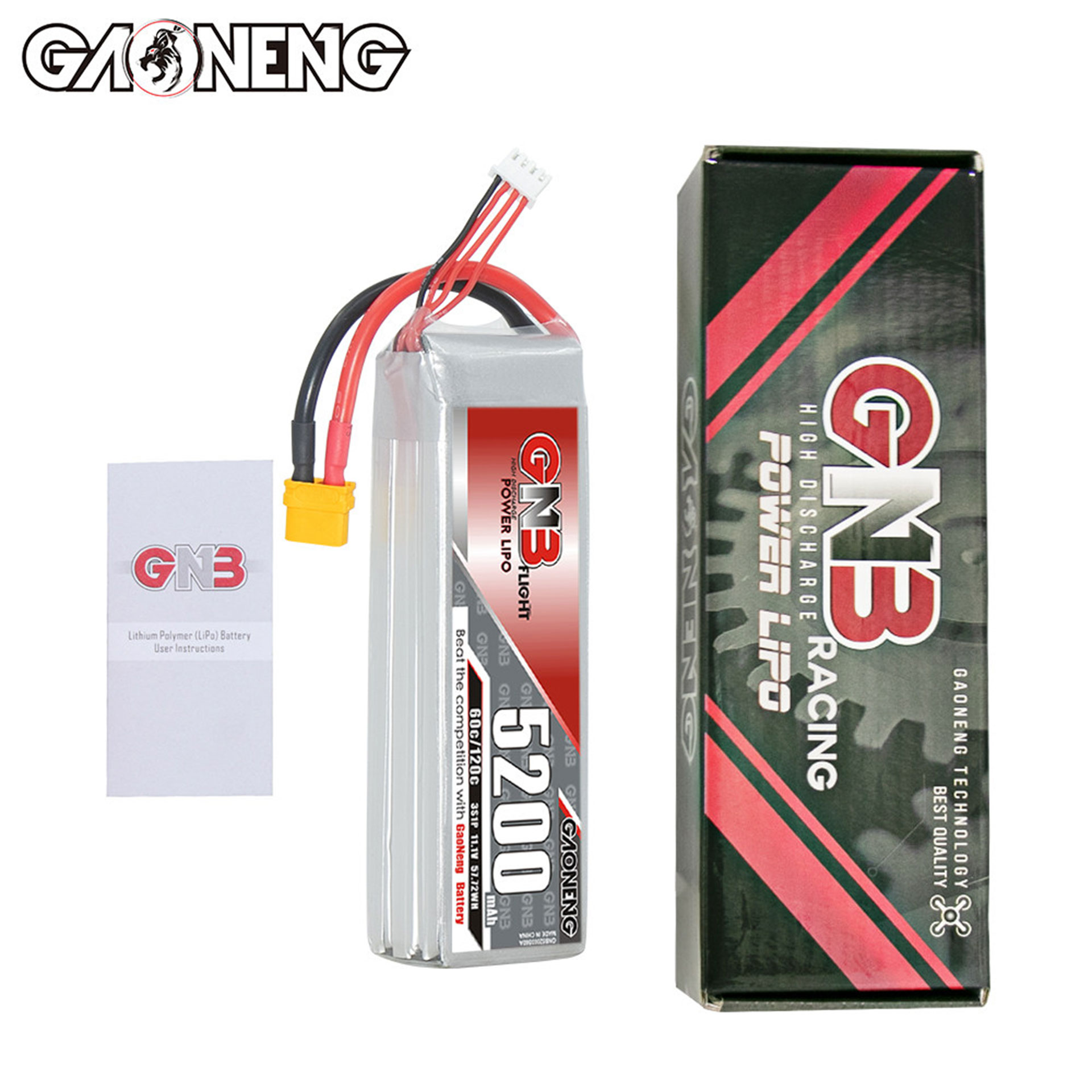 全新GNB GAONENG 11.1V 5200mah (60c) Li-Po Battery | 鋰電池 | XT60插 / T插