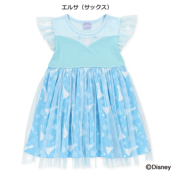 🇯🇵預訂 日本直送🇯🇵三色Frozen造型短袖印花薄紗短袖連身裙