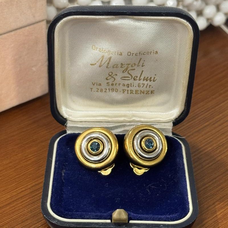 Vintage 1980s Designer Style Buton Clip Earrings from Germany (MT2562)