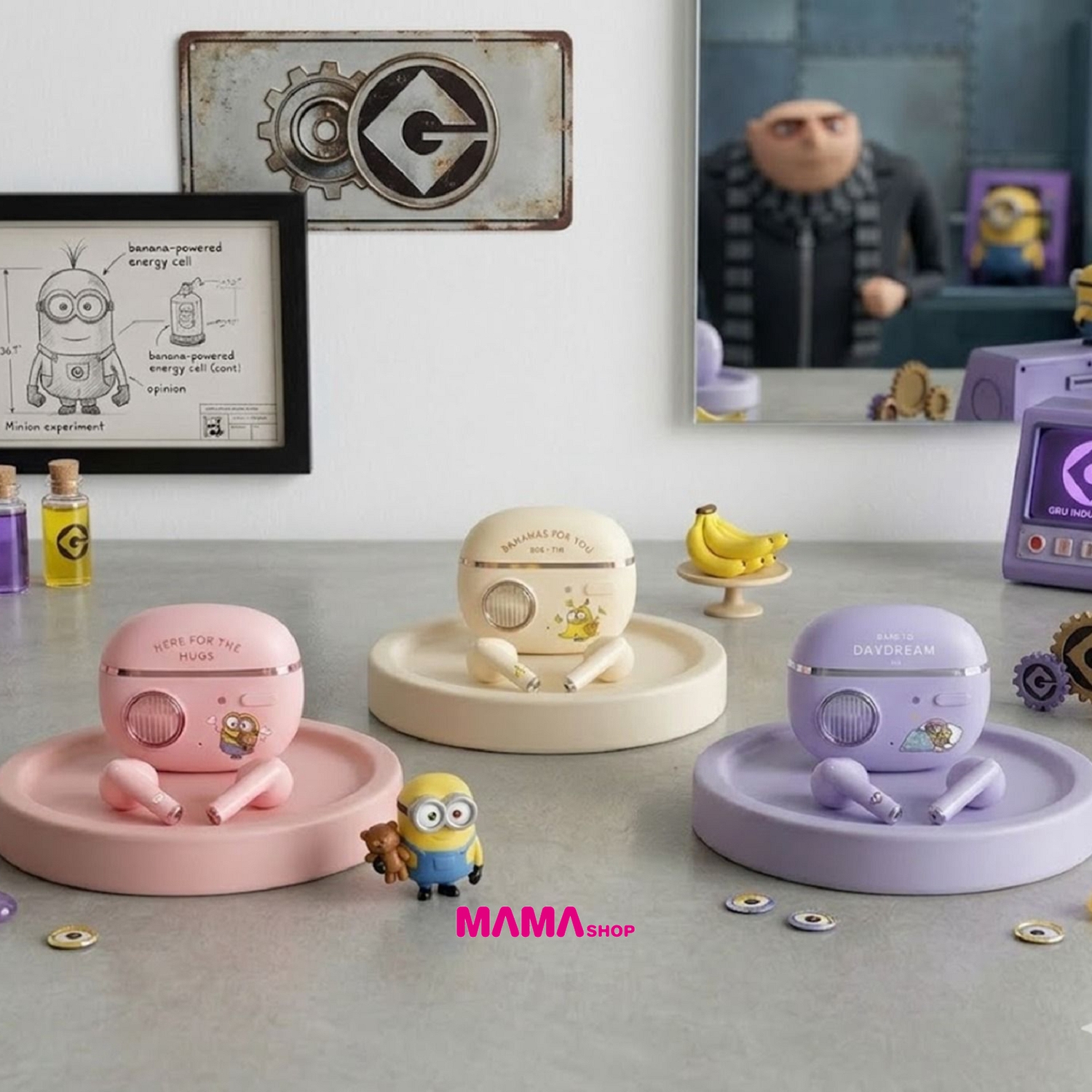 香港正版授權 Minions x Emie 小黃人Bob和Tim系列🎧J08藍牙耳機套装