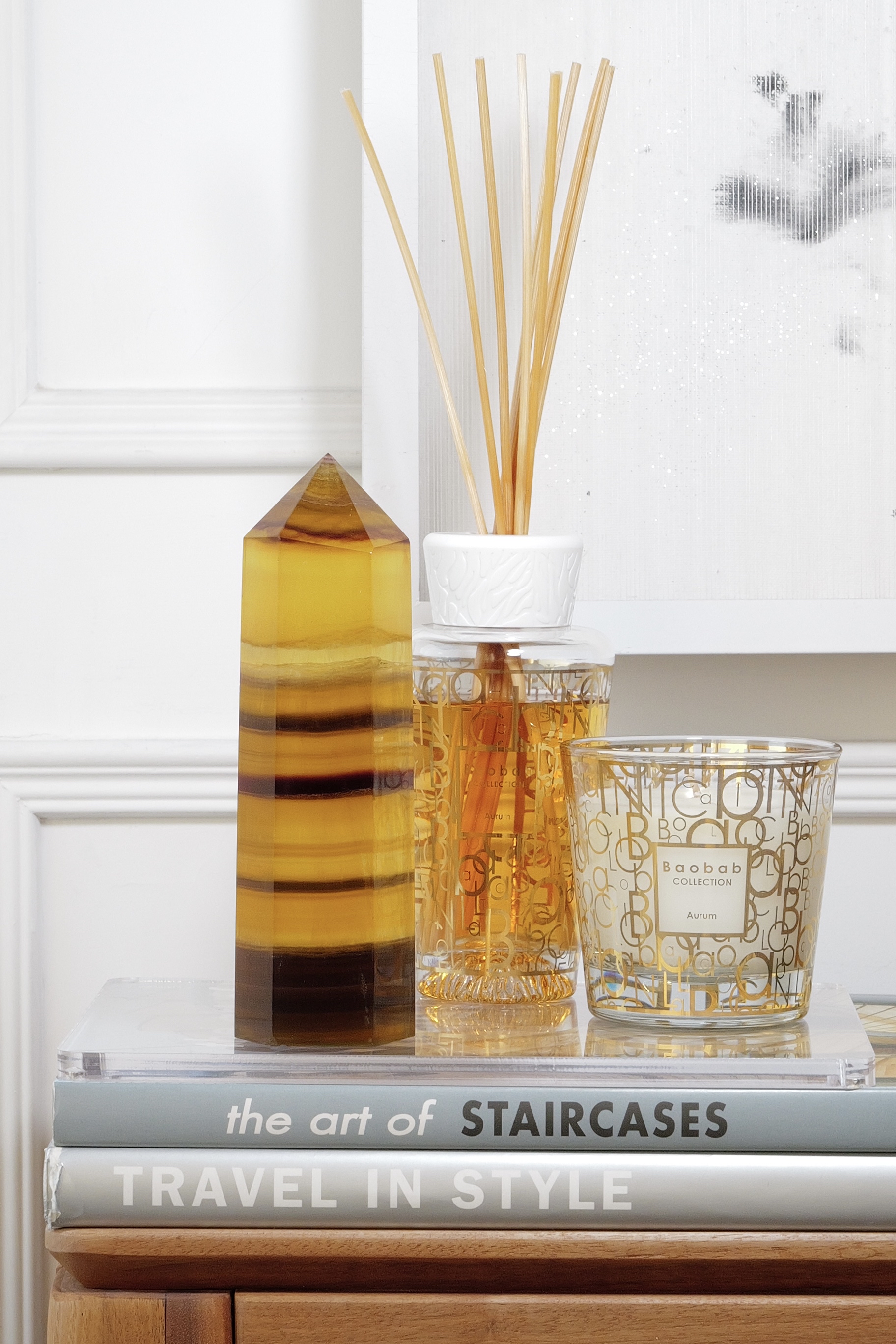  ༒18.6cm+黃螢石千層紋六角柱༒ FL.3502C82G10FM-RB5*