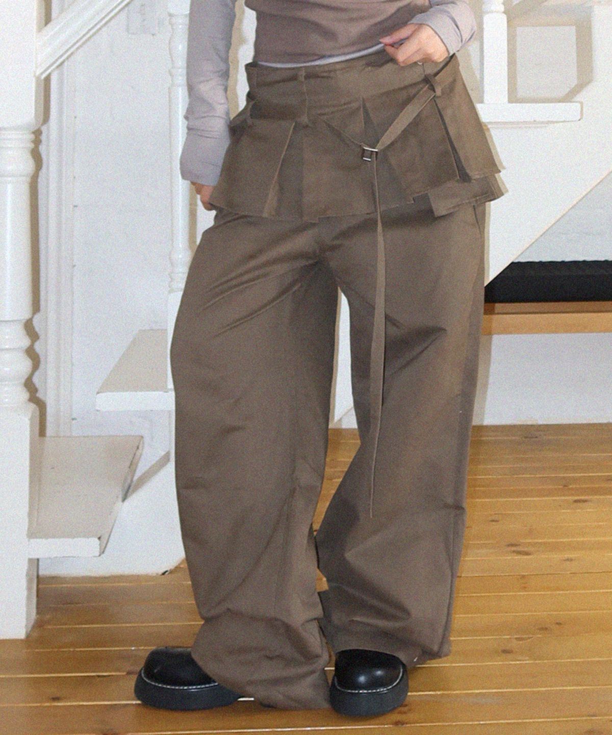 🇰🇷訂購｜PLACE STUDIO｜Pleated skirt layered wide pants 2色 