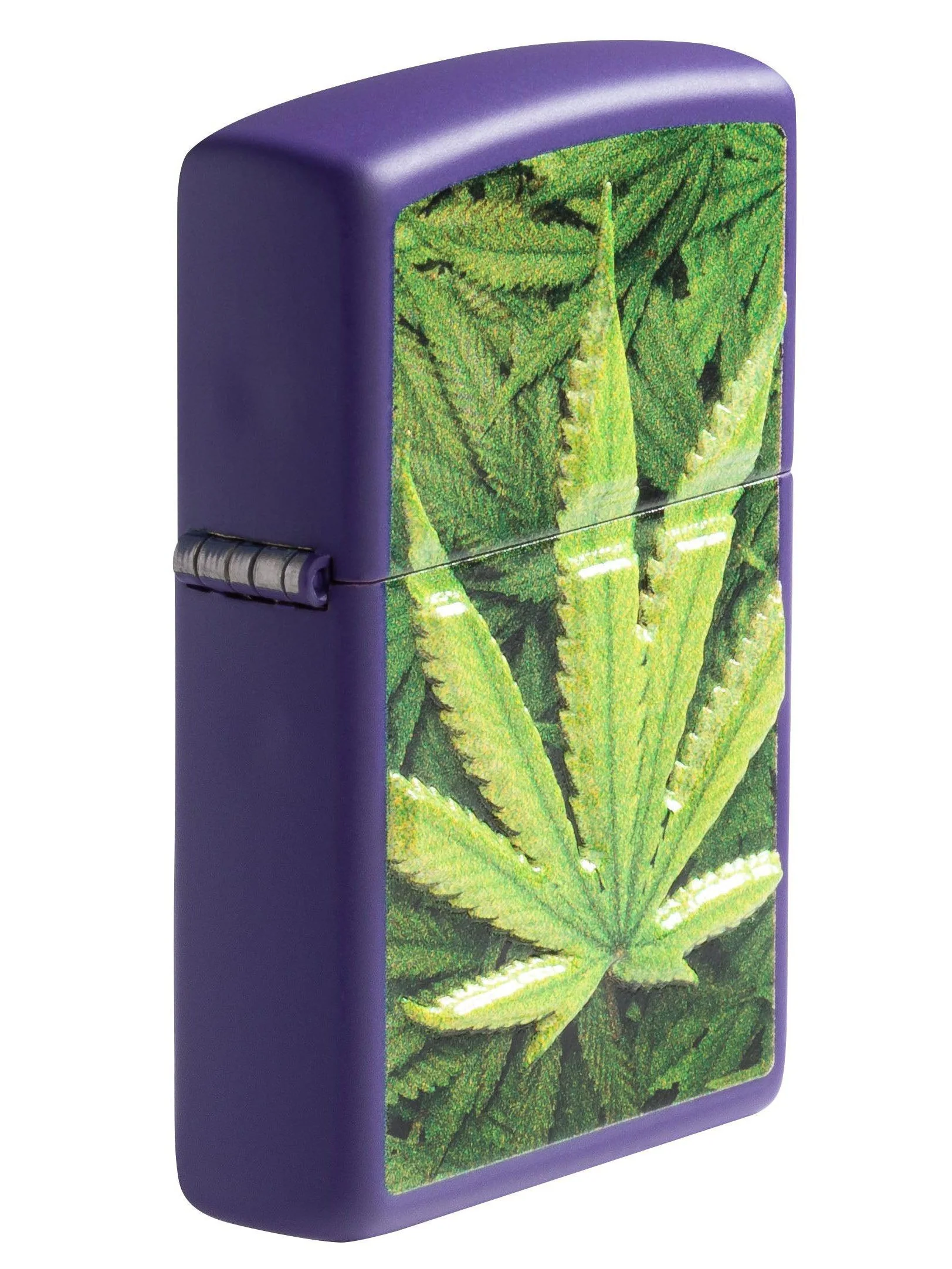 美國製造 | Zippo指定經銷商 Zippo 49790 紫光麻葉打火機 – 啞紫光紋理隱藏圖案 Purple Glow Leaf Lighter – Matte Purple Textured Print Hidden Motif