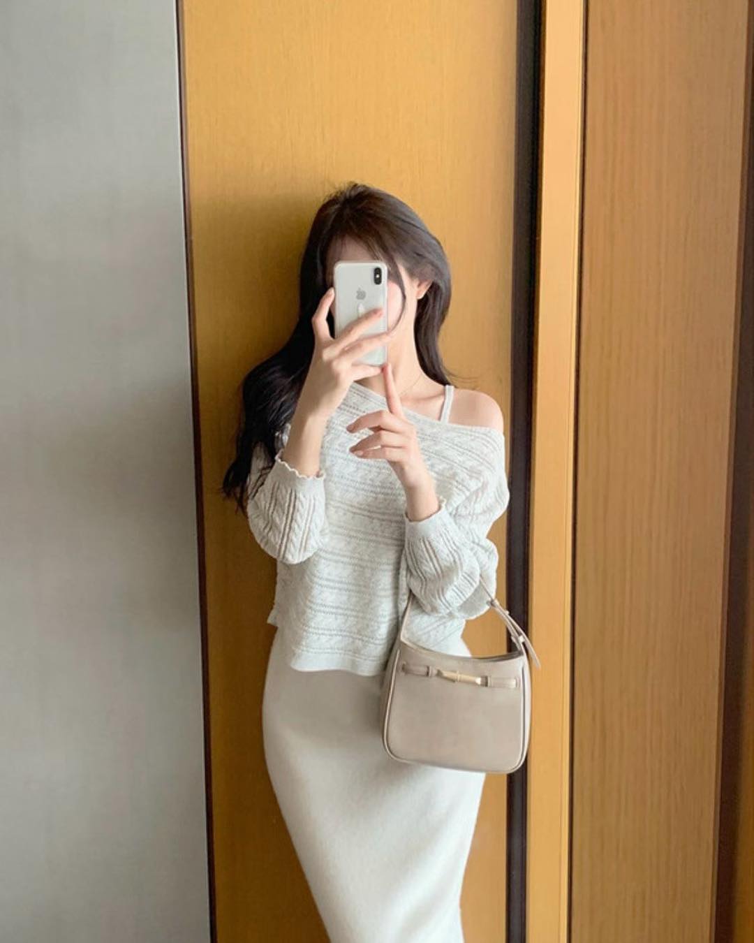 麻花針織露膊Top (連吊帶）