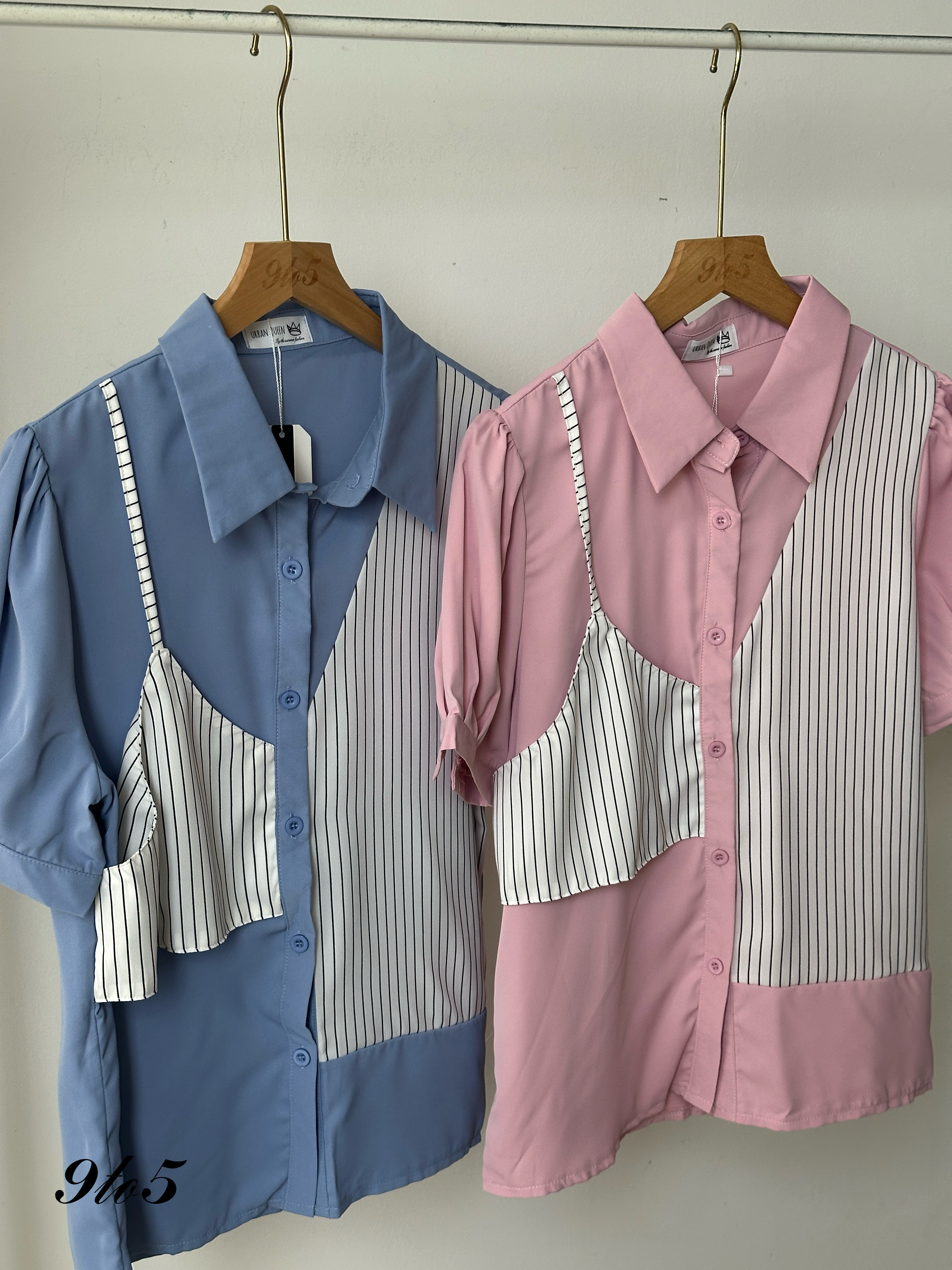 T4033 Fake Two-Piece Shirt - 4 Colors