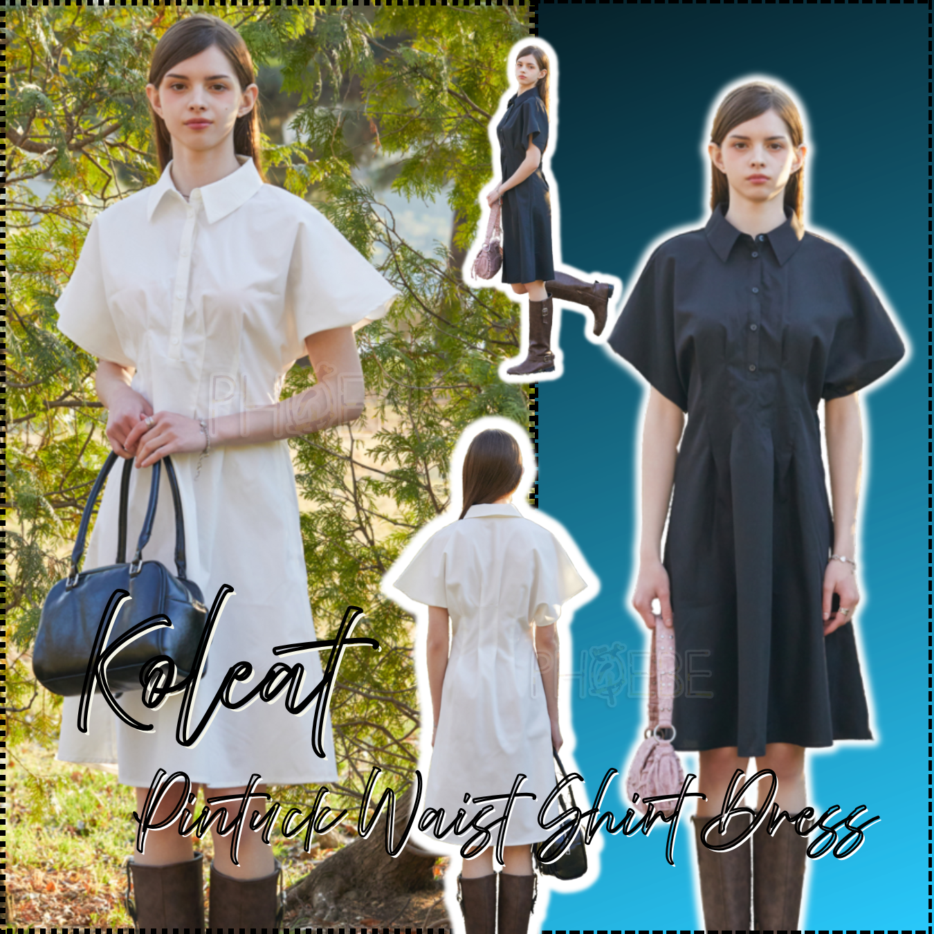 [KOLEAT] PINTUCK WAIST SHIRT DRESS SHORT SLEEVE (2色)