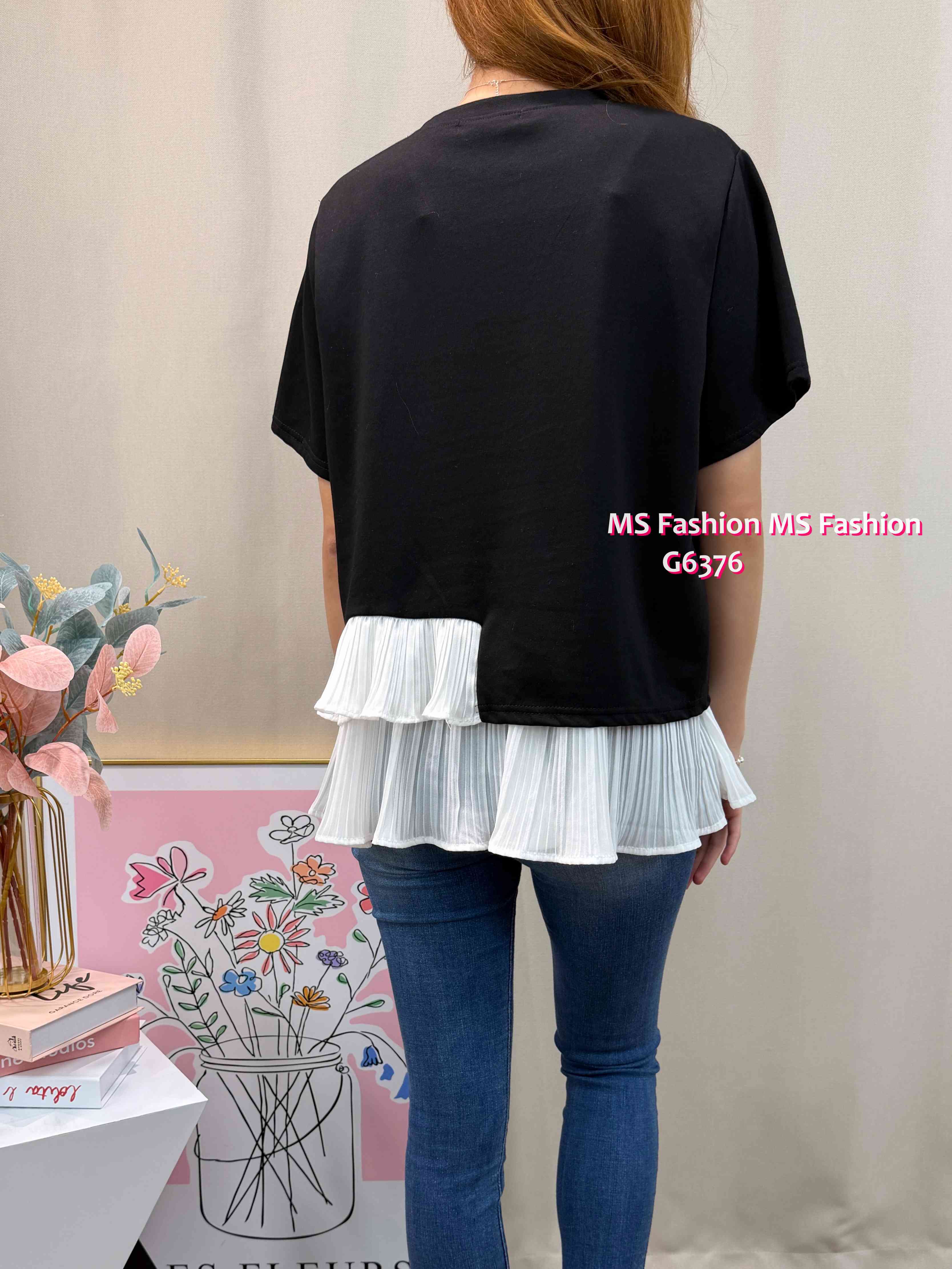 G6376 ruffle腳拼布top