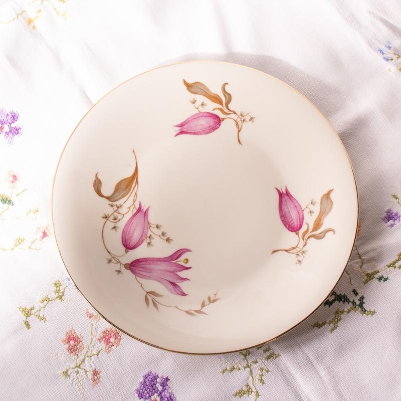 Vintage Pre-1969 German Hertel Jacob Flower Bud Foliage Tea Set Trio(NA0778)