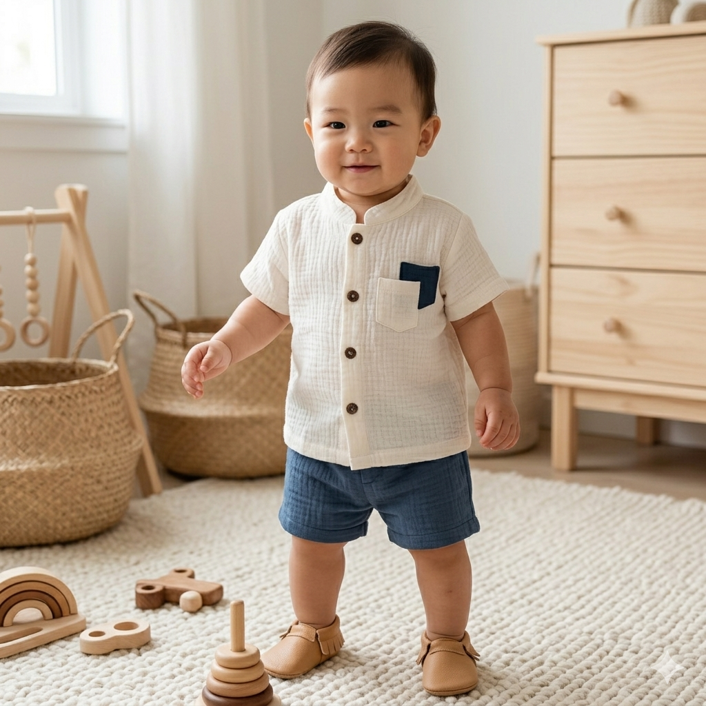 trendyvalley Gauze Organic Cotton Short Sleeve & Short Pant