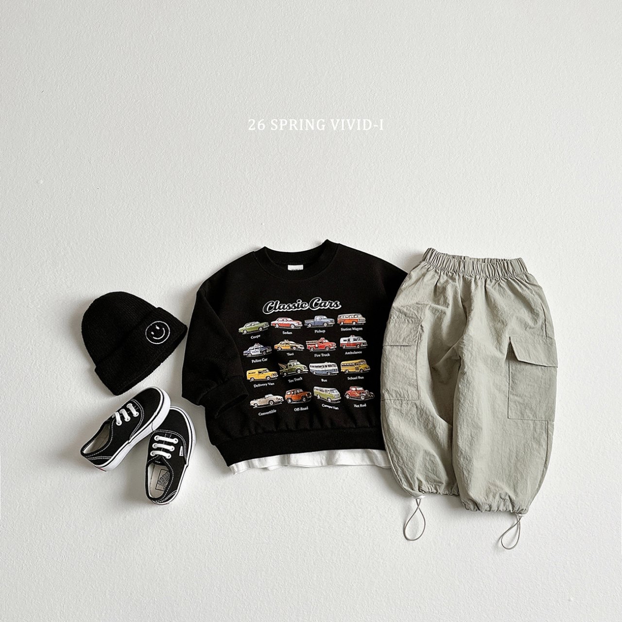 🌸預訂 韓國直送🌸🇰🇷VIVIDI三色迷你車車印花寬鬆衛衣