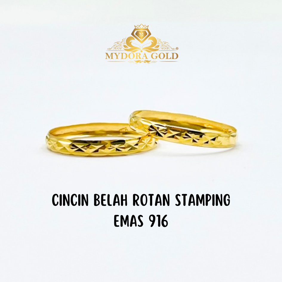 MYDORA Cincin Belah Rotan Stamping l EMAS 916/22K
