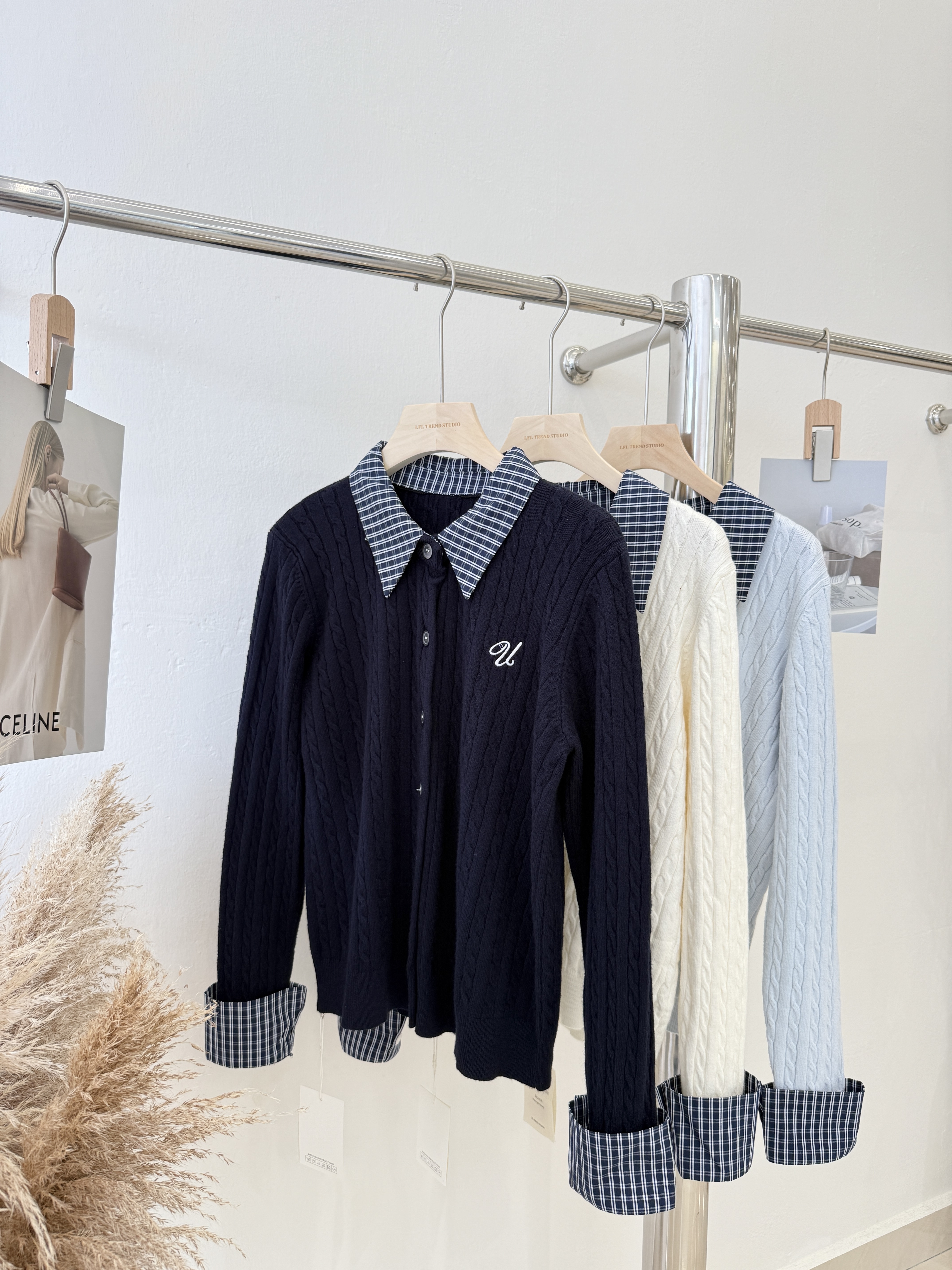 6833 学院风假两件针织衫