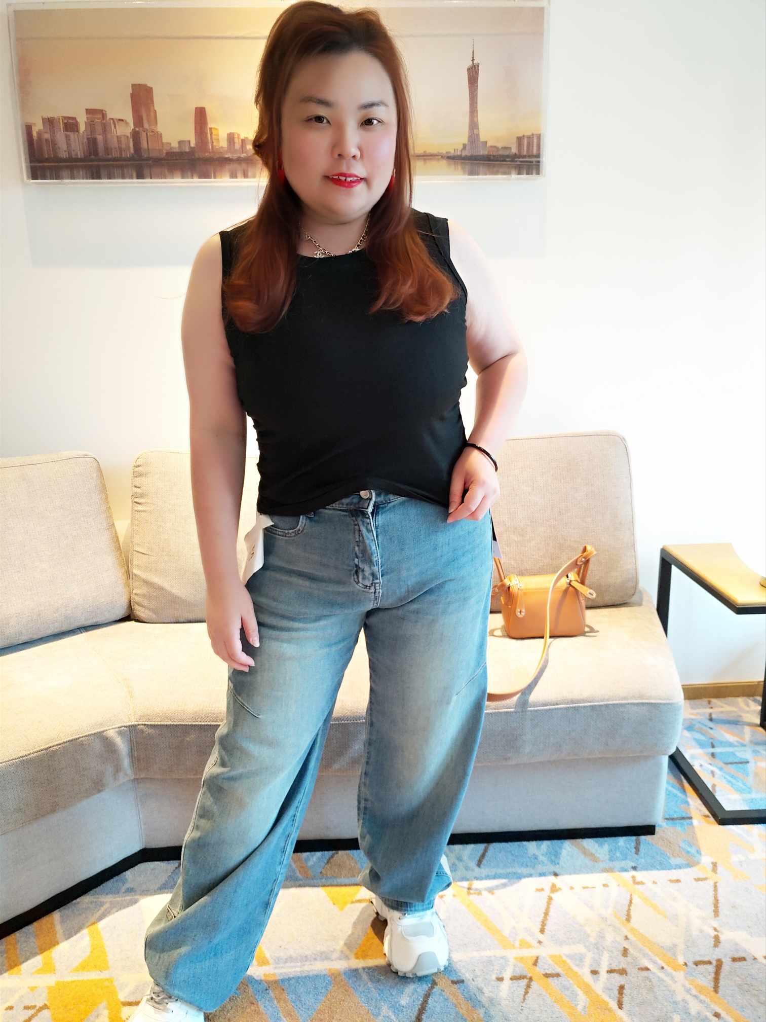 YCF04 3035 简约时尚弹力牛仔直筒长裤