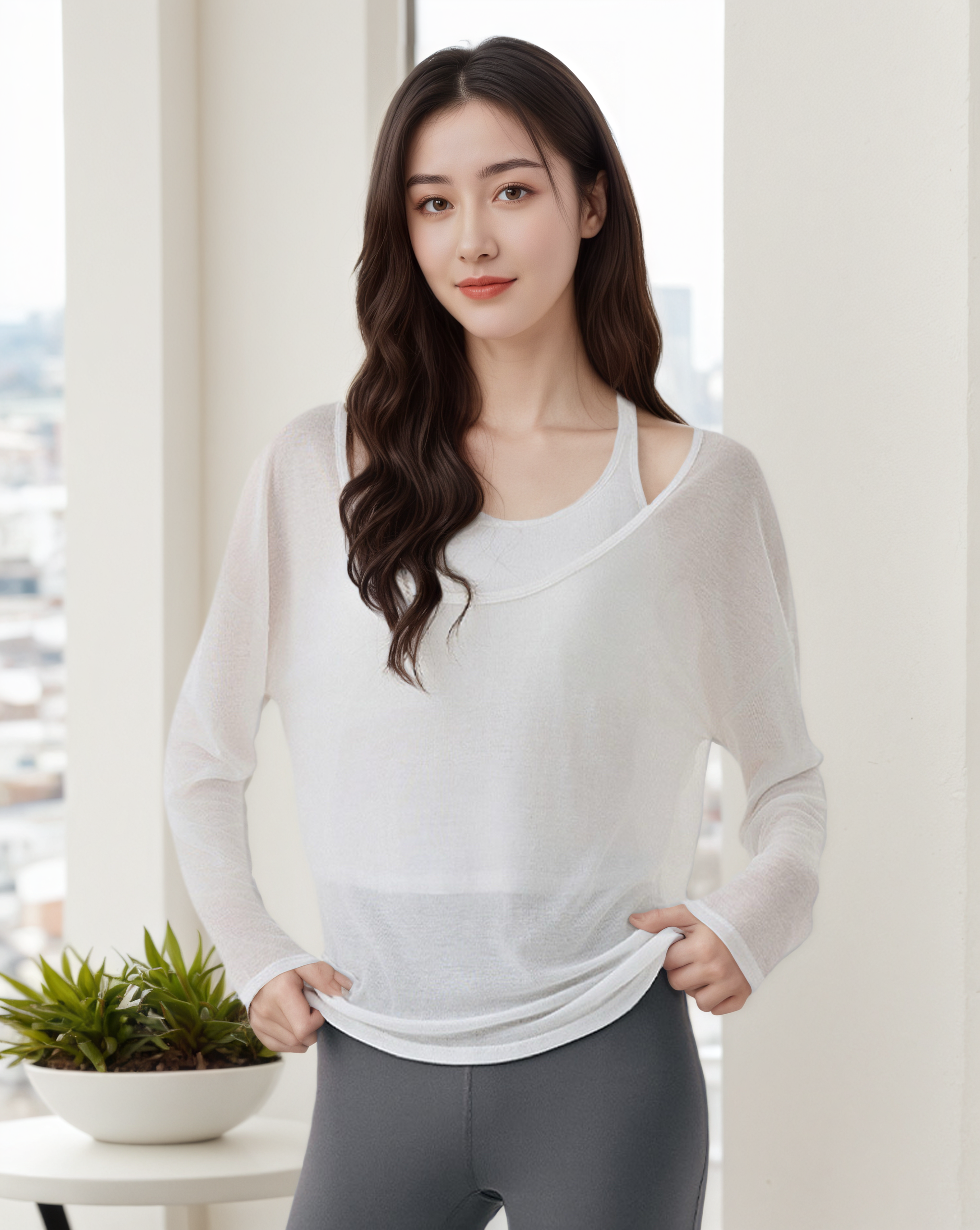 長袖罩衫運動背心疊穿兩件套