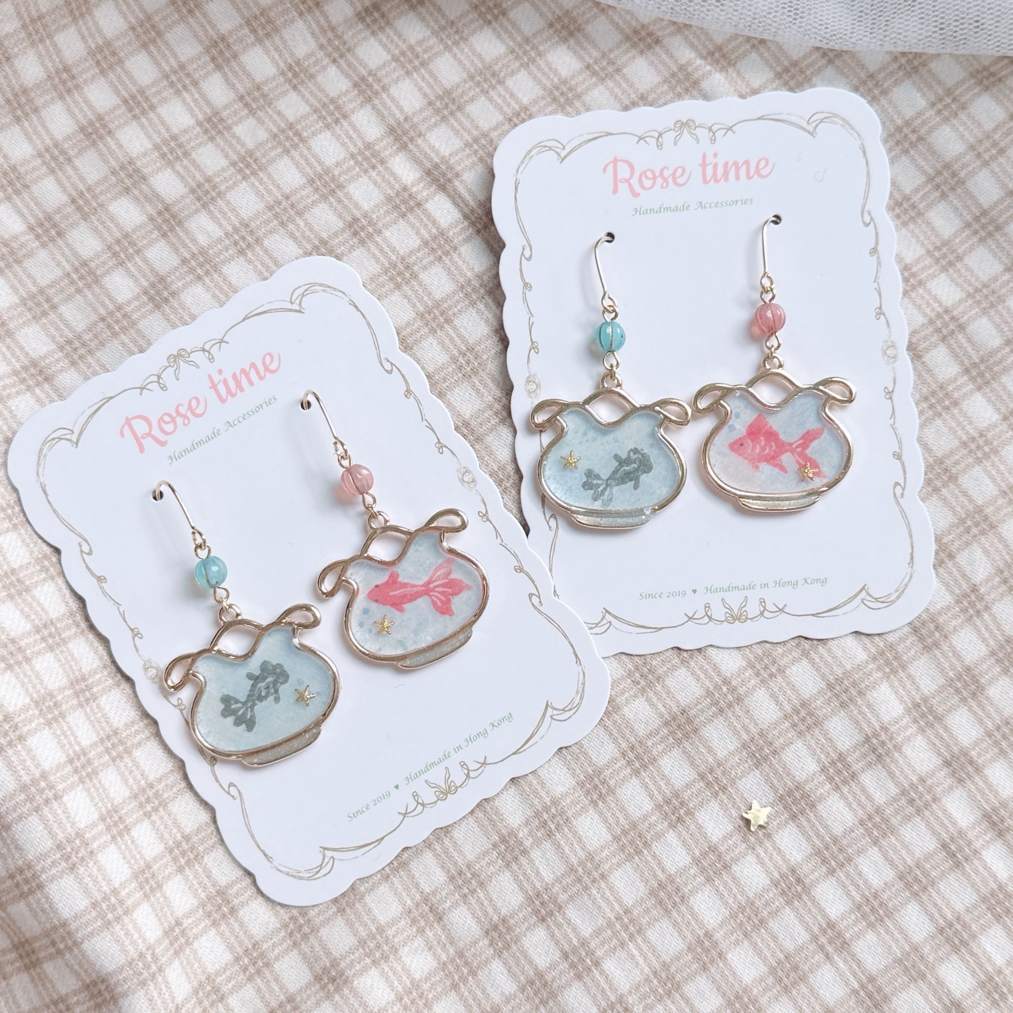 手繪 日本夏日祭金魚缸耳環