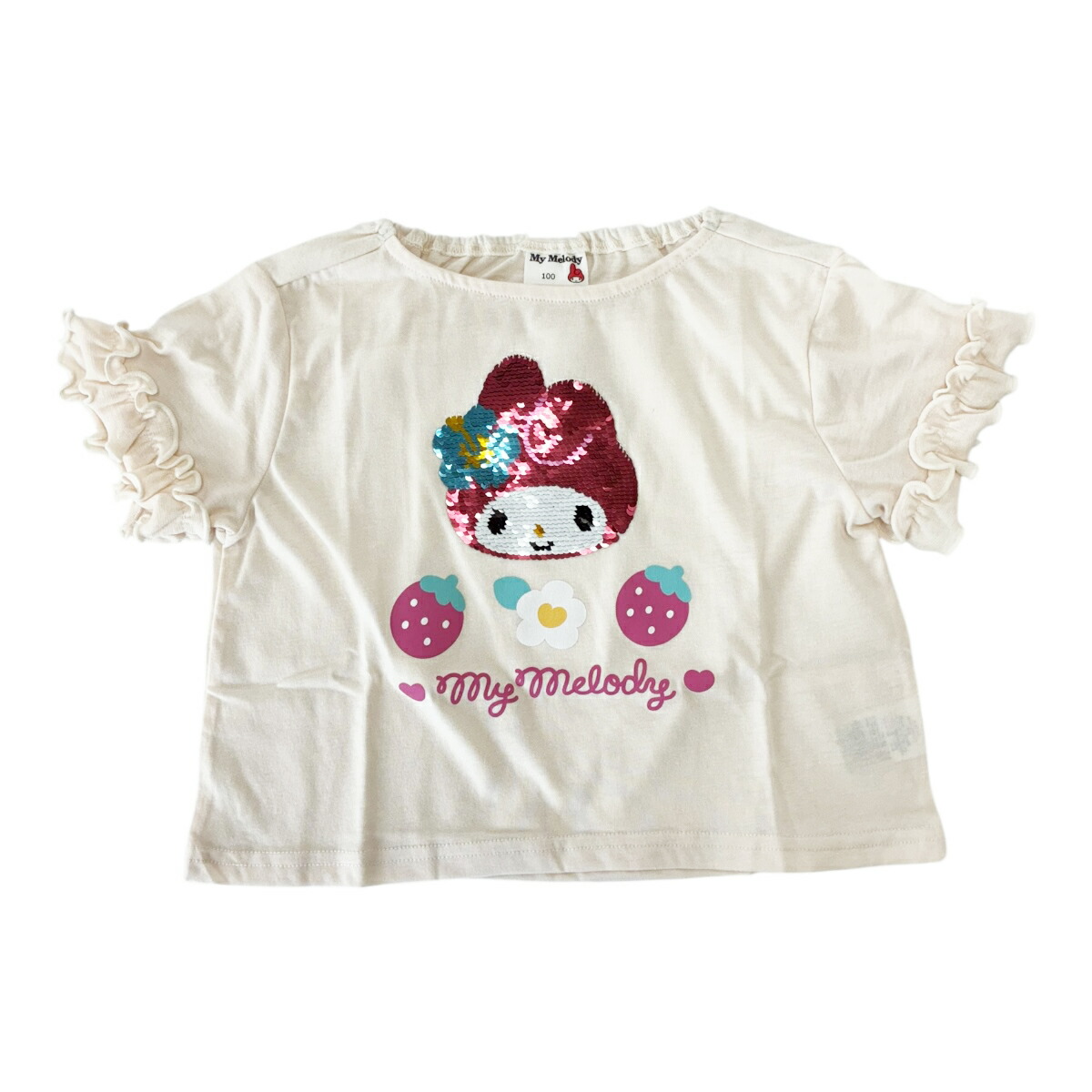 🆕【⭐訂購⭐】  日本直送🌀#Sanrio 閃閃珠片荷葉袖 tee🌀[PLDA-0026] [260417]