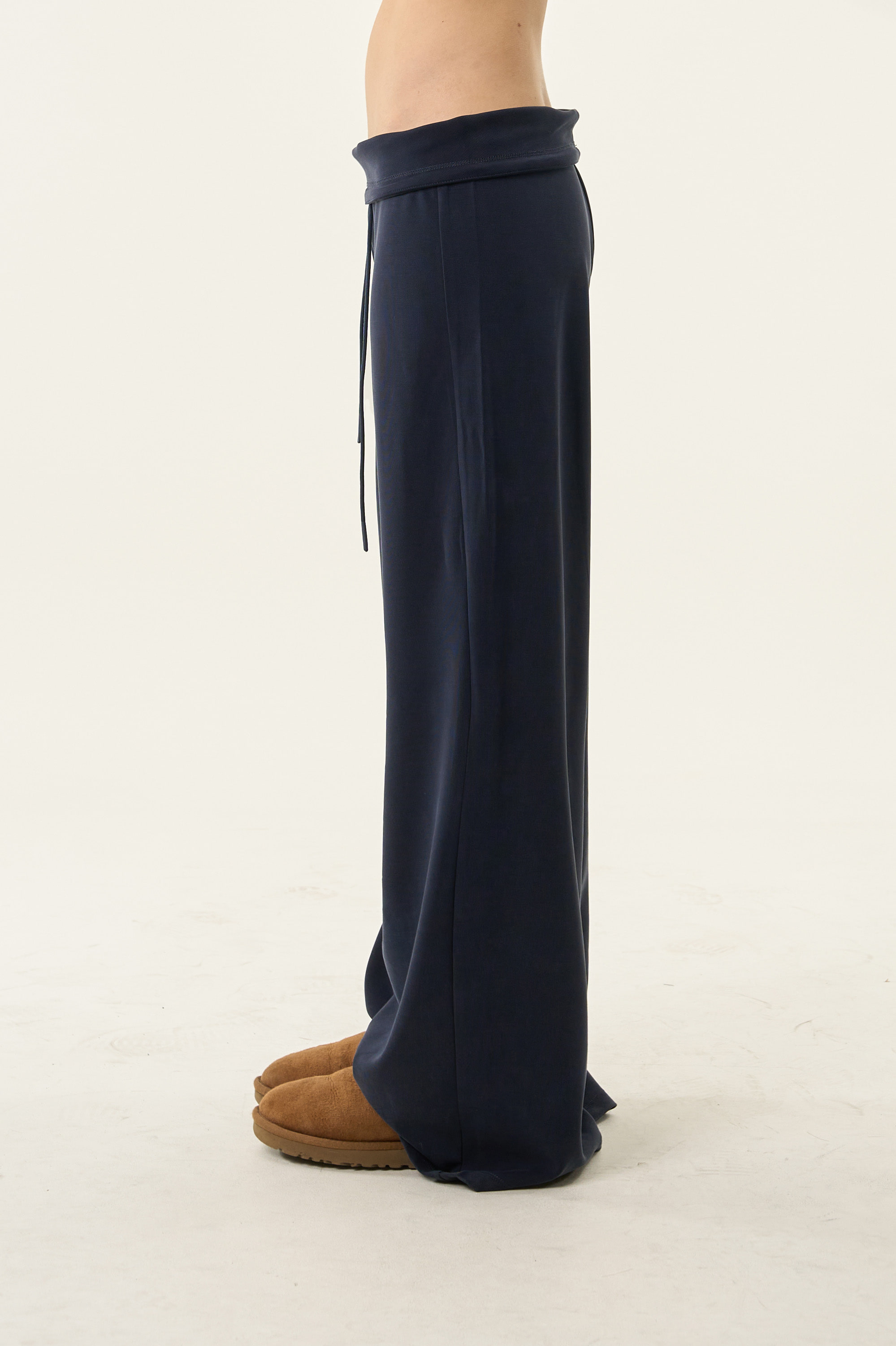 Fold-Over Wide-Leg Sweatpants
