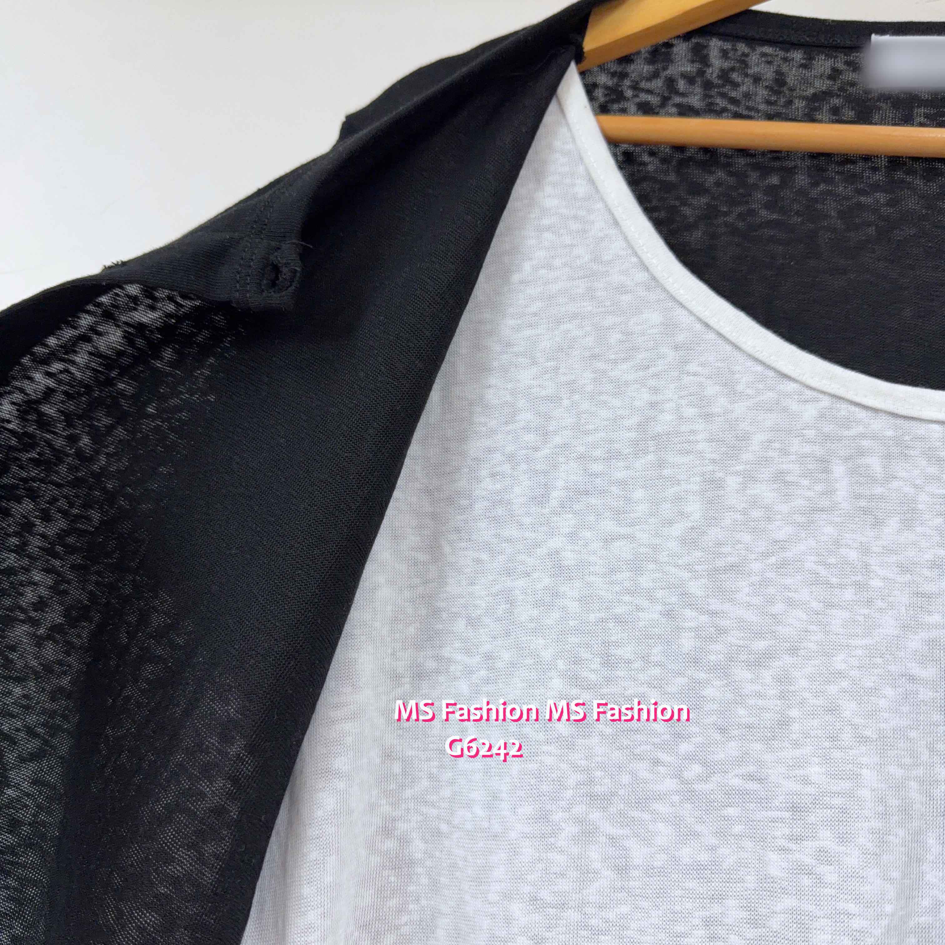 G6242 拼色假兩件top