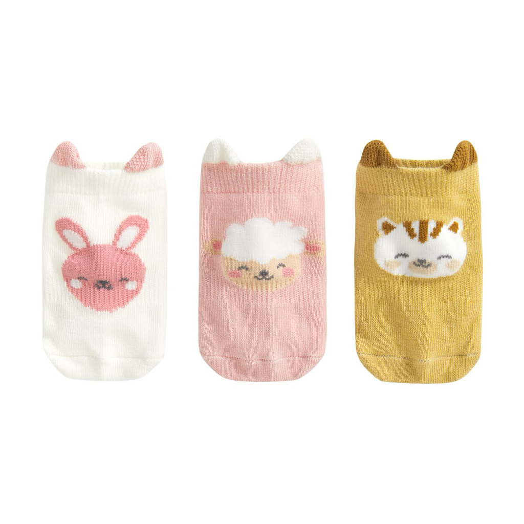 💚預訂 台灣直送💚兩色可愛動物提花防滑短襪三對裝