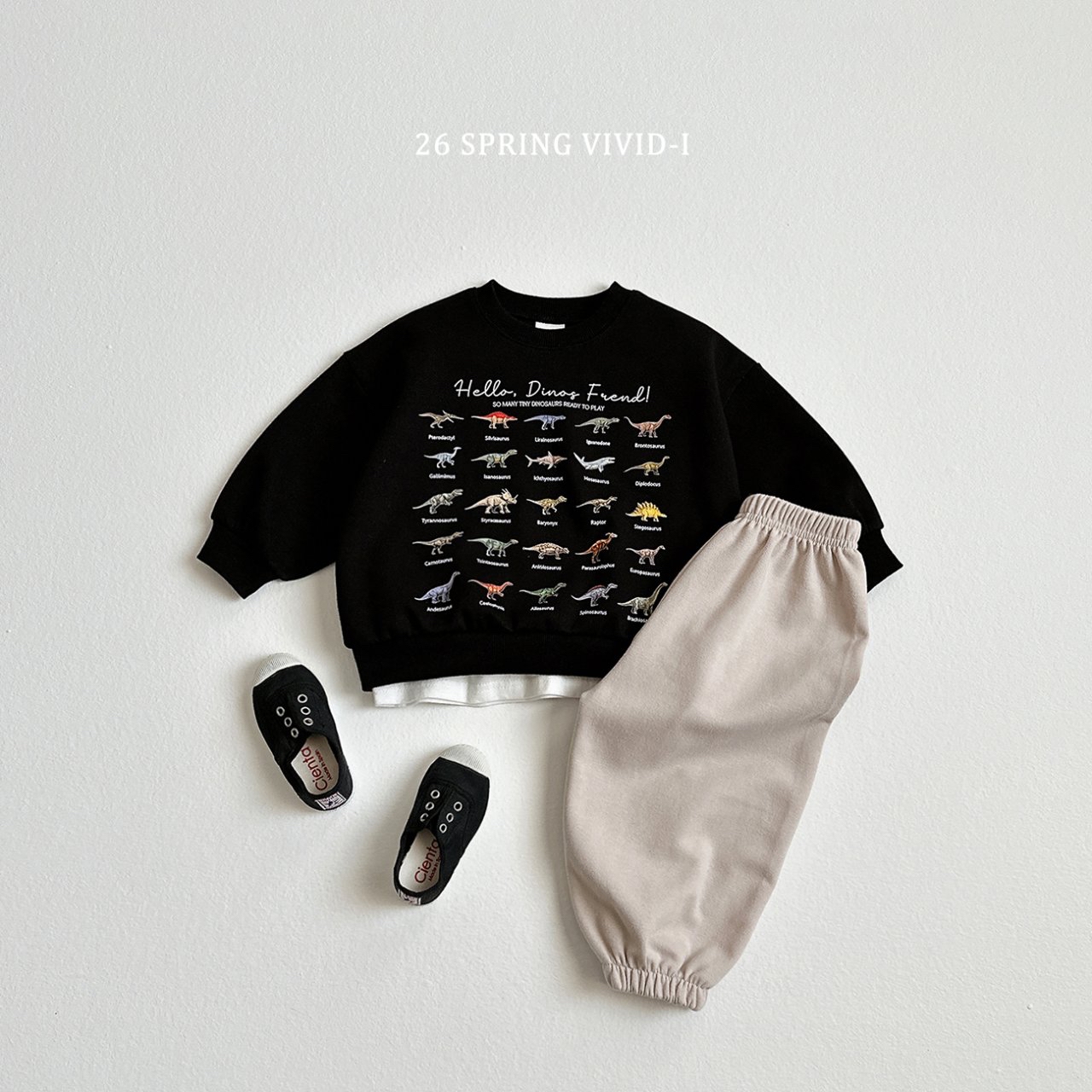 🌸預訂 韓國直送🌸🇰🇷VIVIDI三色迷你恐龍印花寬鬆衛衣