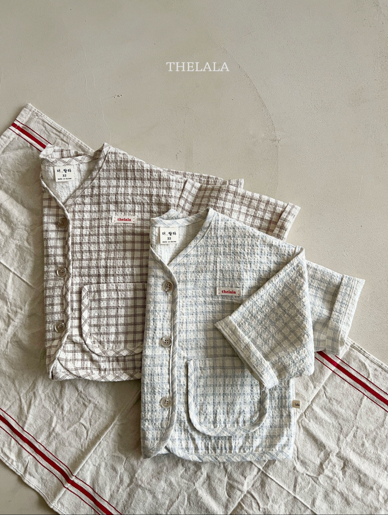 🌸預訂 韓國直送🌸🇰🇷THELALA兩色標籤格紋口袋開襟外套