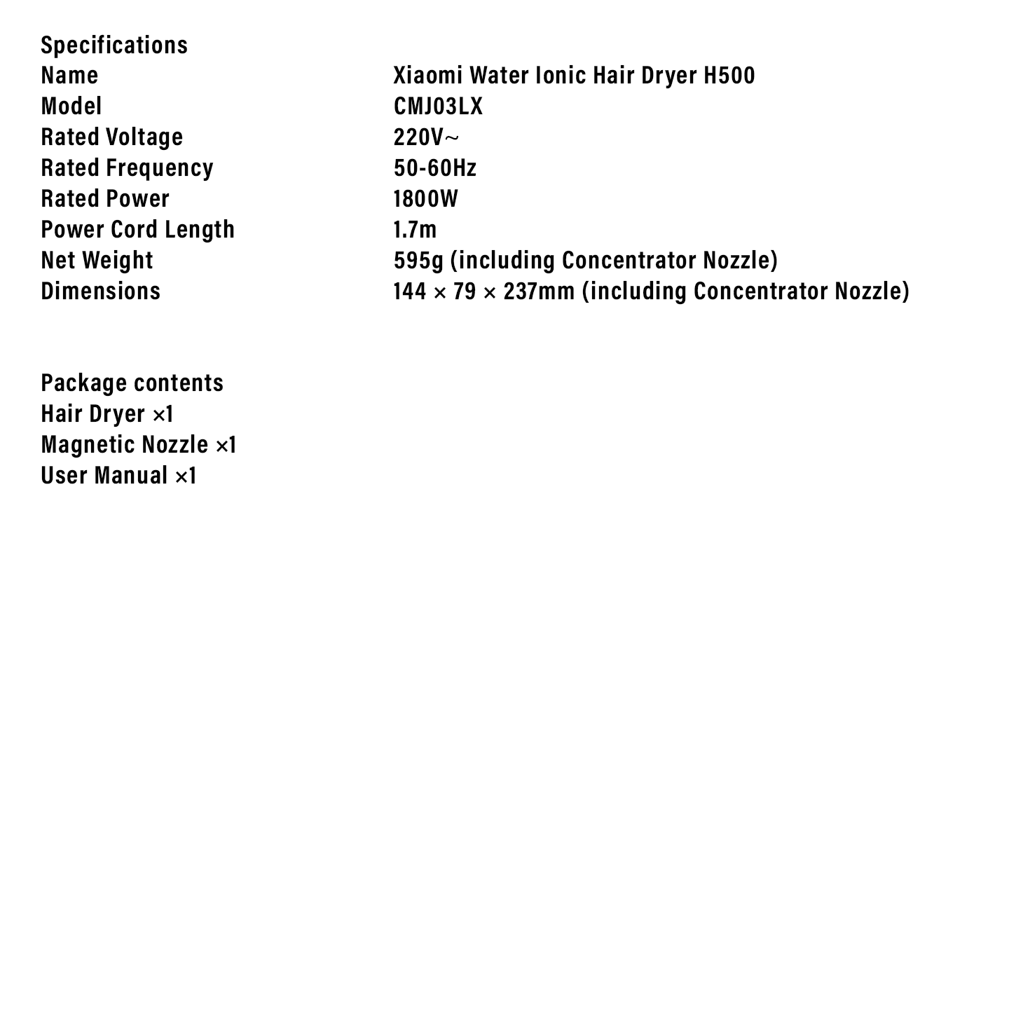 Xiaomi Water Ionic Hair Dryer H500 (BHR5045HK)