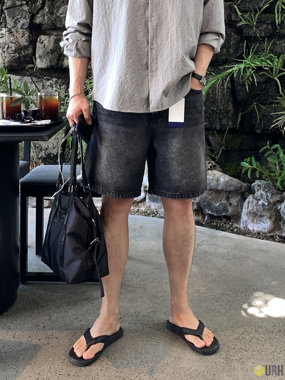 【100%保證韓國直送】[1+1 EVENT] Vintage Washing 後腰橡筋 Wide Fit 牛仔短褲 [3 color] RL115166