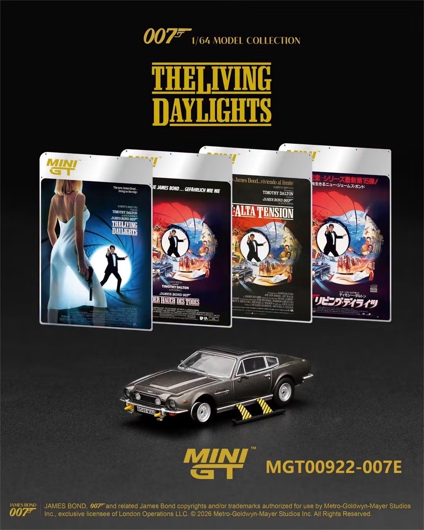 （預訂 Pre Order) Mini GT  ( MGT00922-007E ) Aston Martin V8 Vantage "The Living Daylights" Weapons On / English Blister Packaging