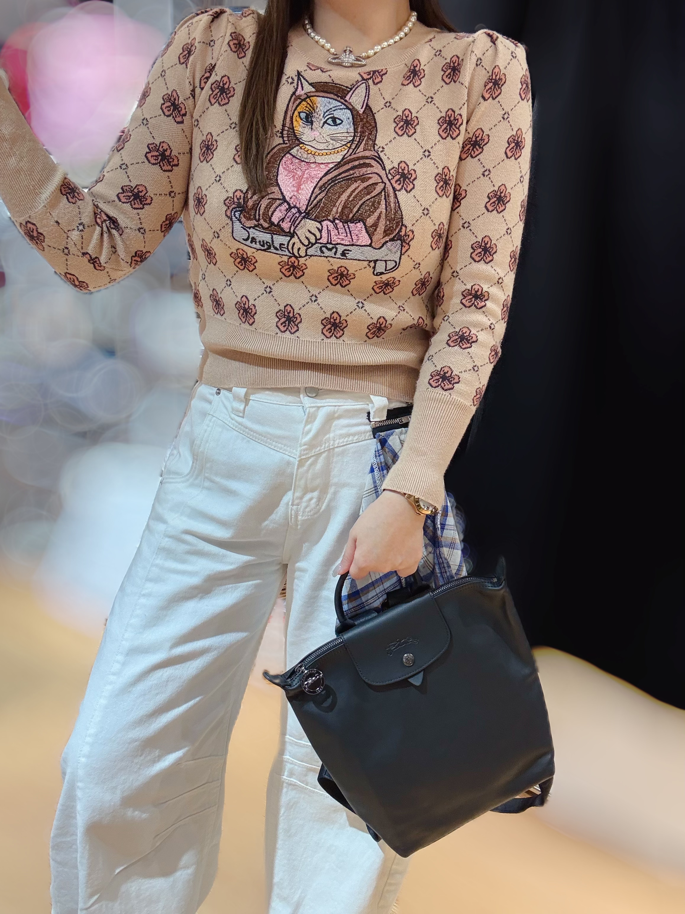 Longchamp backpack blk/lamb