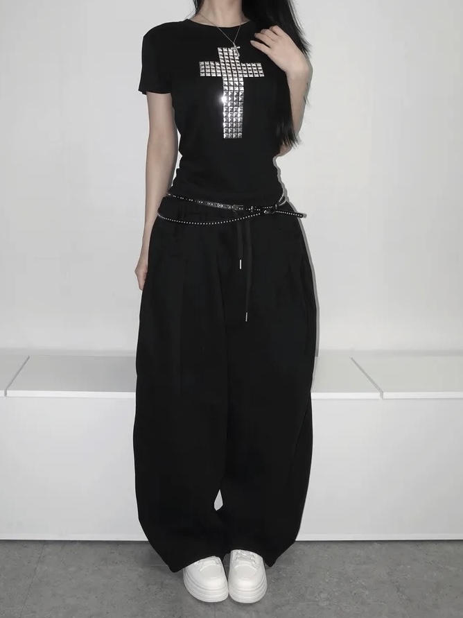 Oversized Curved Wide-Leg Sweatpants(Unisex)