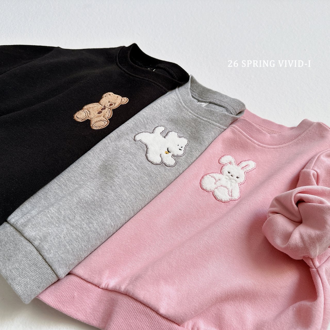 🌸預訂 韓國直送🌸🇰🇷VIVIDI三色動物刺繡貼花寬鬆衛衣