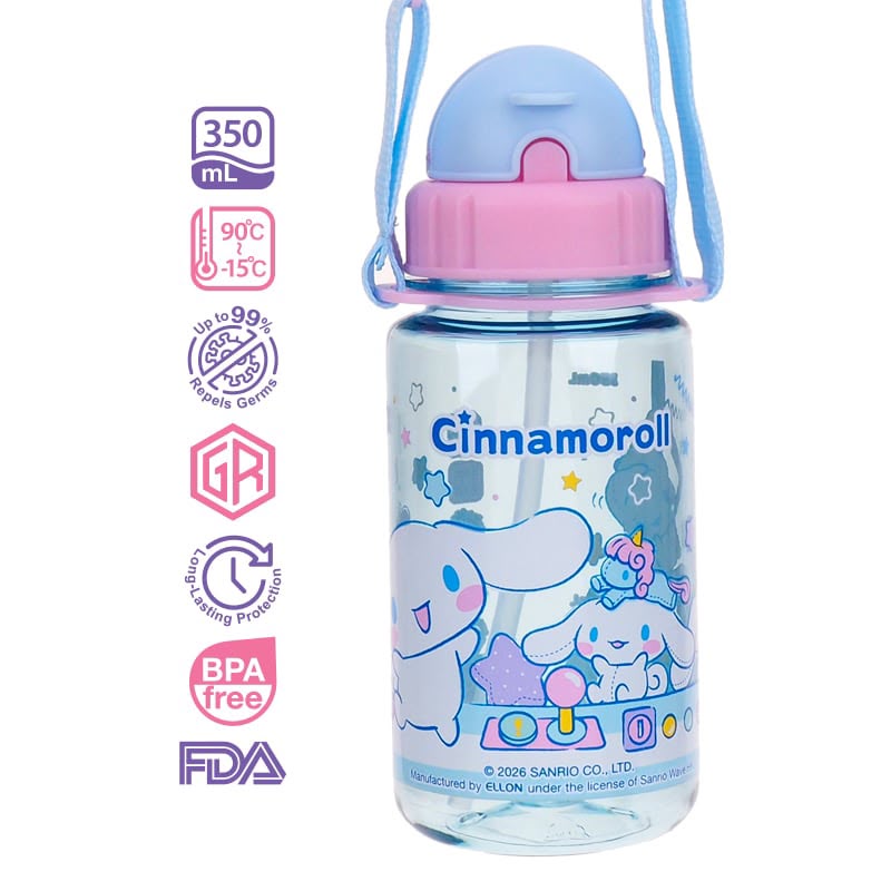 Cinnamoroll 350ml BPA Free Water Bottle With Straw & Neck Strap 膠水樽連飲管及頸繩